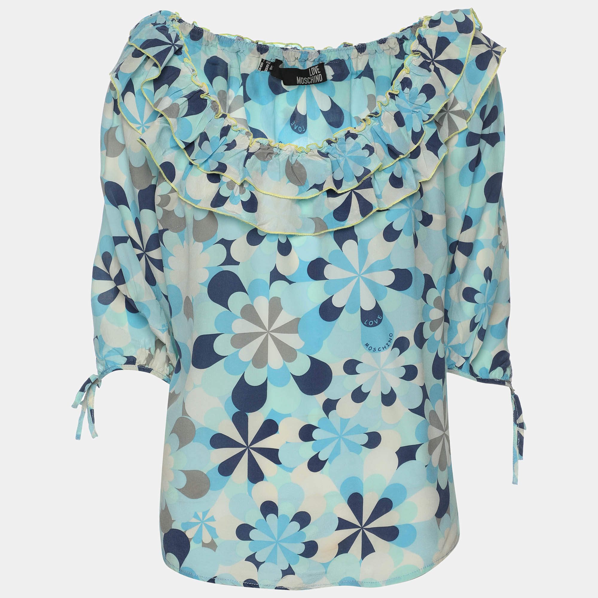 Pre Owned Love Moschino Multicolor Printed Silk Top M