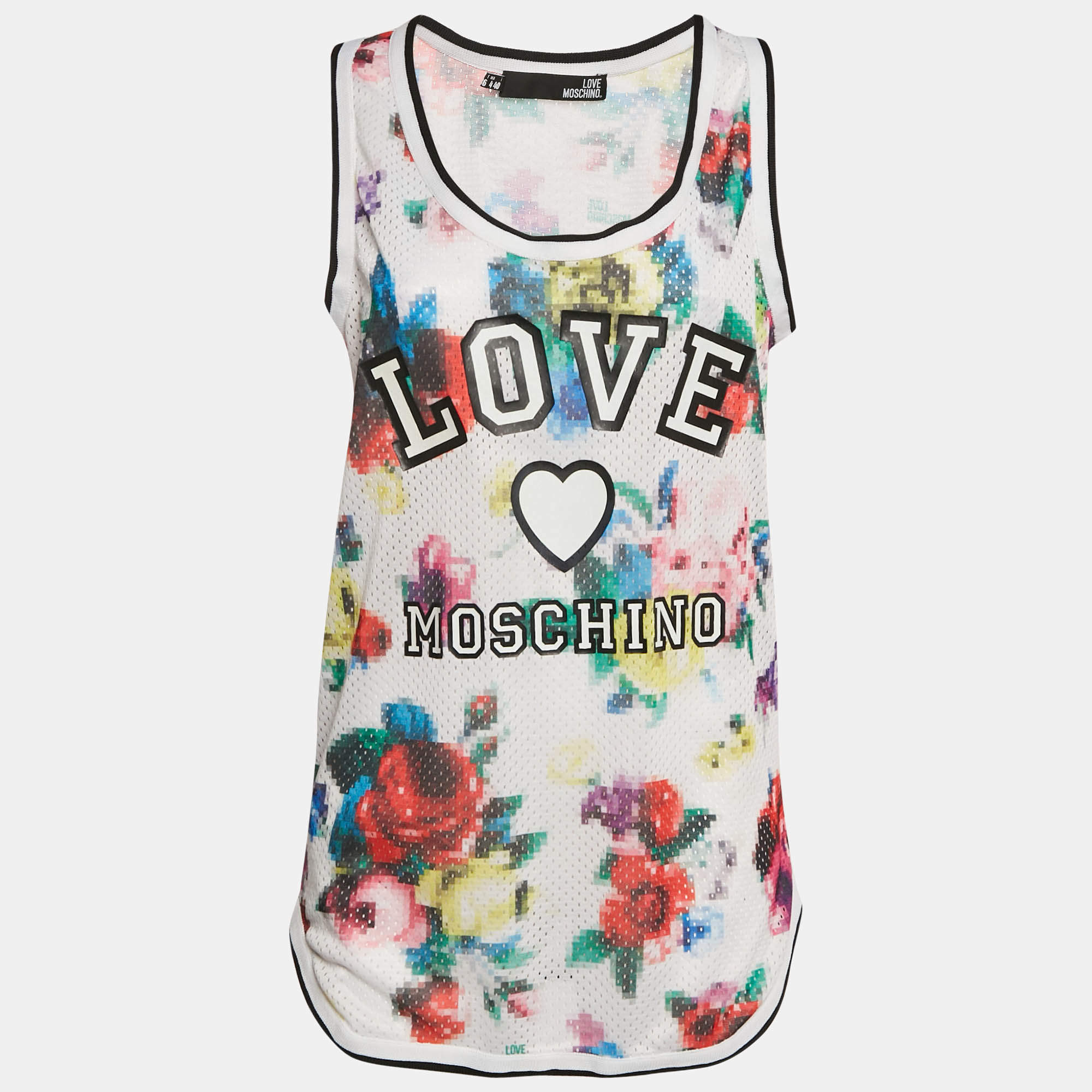 Love Moschino Multicolor Abstract Print Mesh Tank Top L