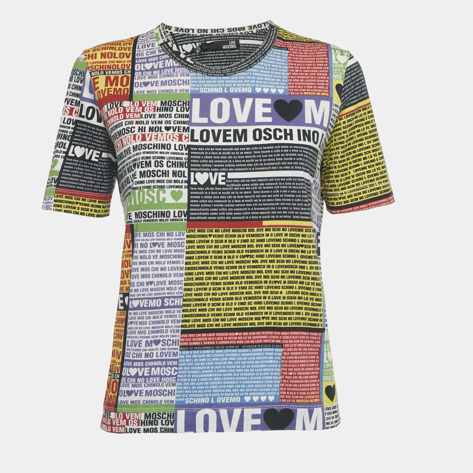 Pre Owned Love Moschino Multicolor All Over Print Jersey T-Shirt S