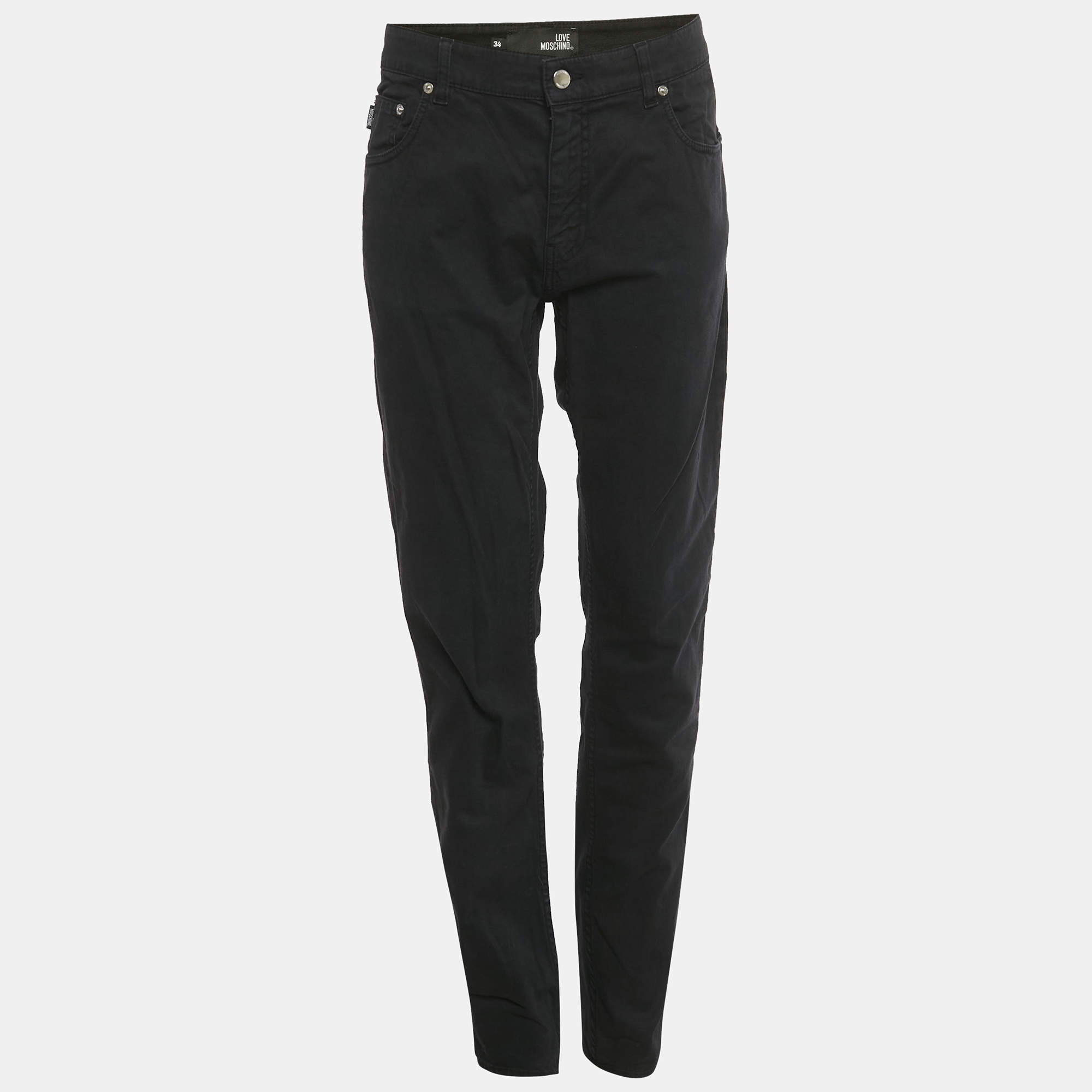 Pre Owned Love Moschino Black Denim Jeans XL Waist 35"