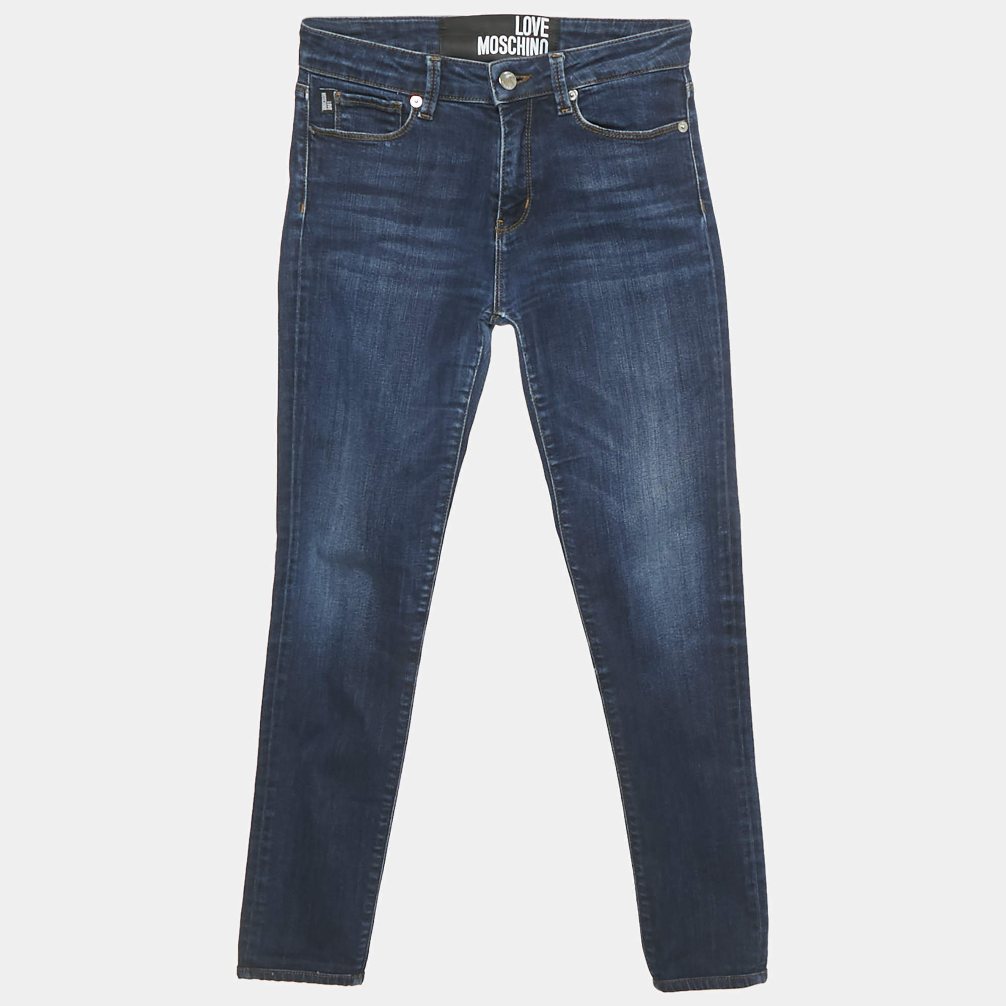 مملوكة مسبقًا Love Moschino Navy Blue Denim Jeans S Waist 26" 