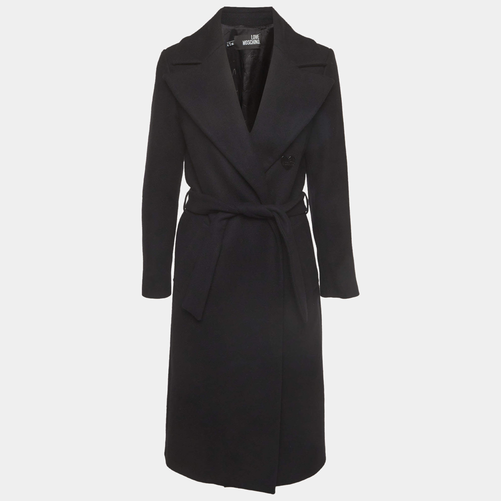 Pre Owned معطف لوف موسكينو من الصوف مزين بحزام مقاس صغير (سمول)