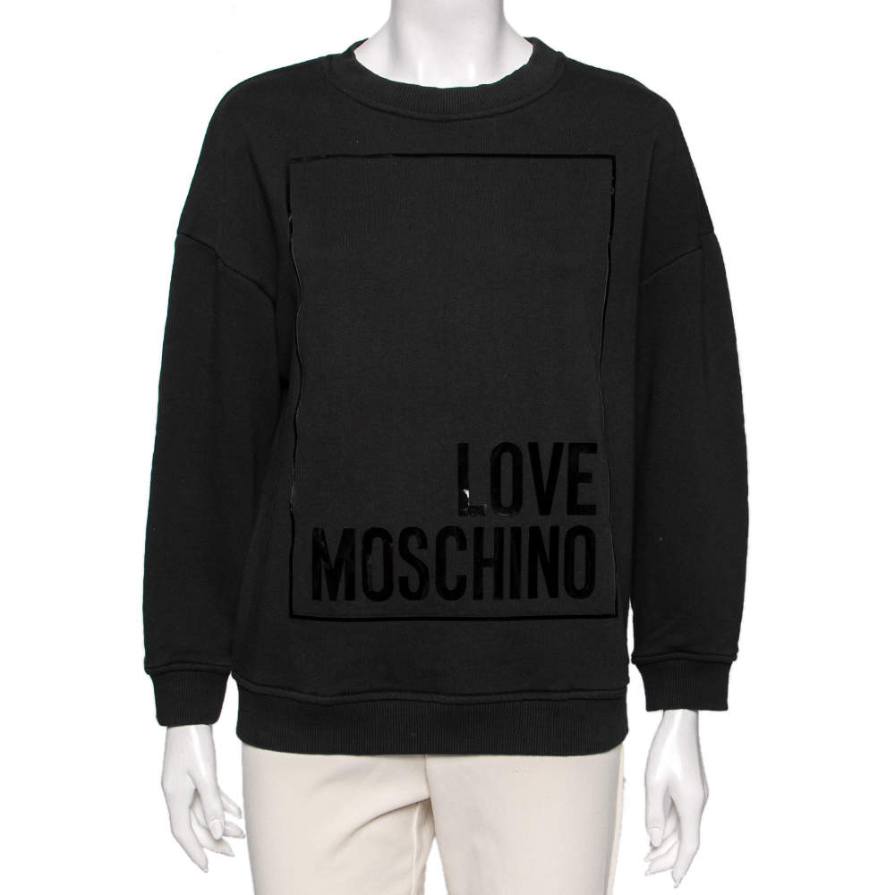 Love Moschino Black Cotton Logo Appliqued Sweatshirt S