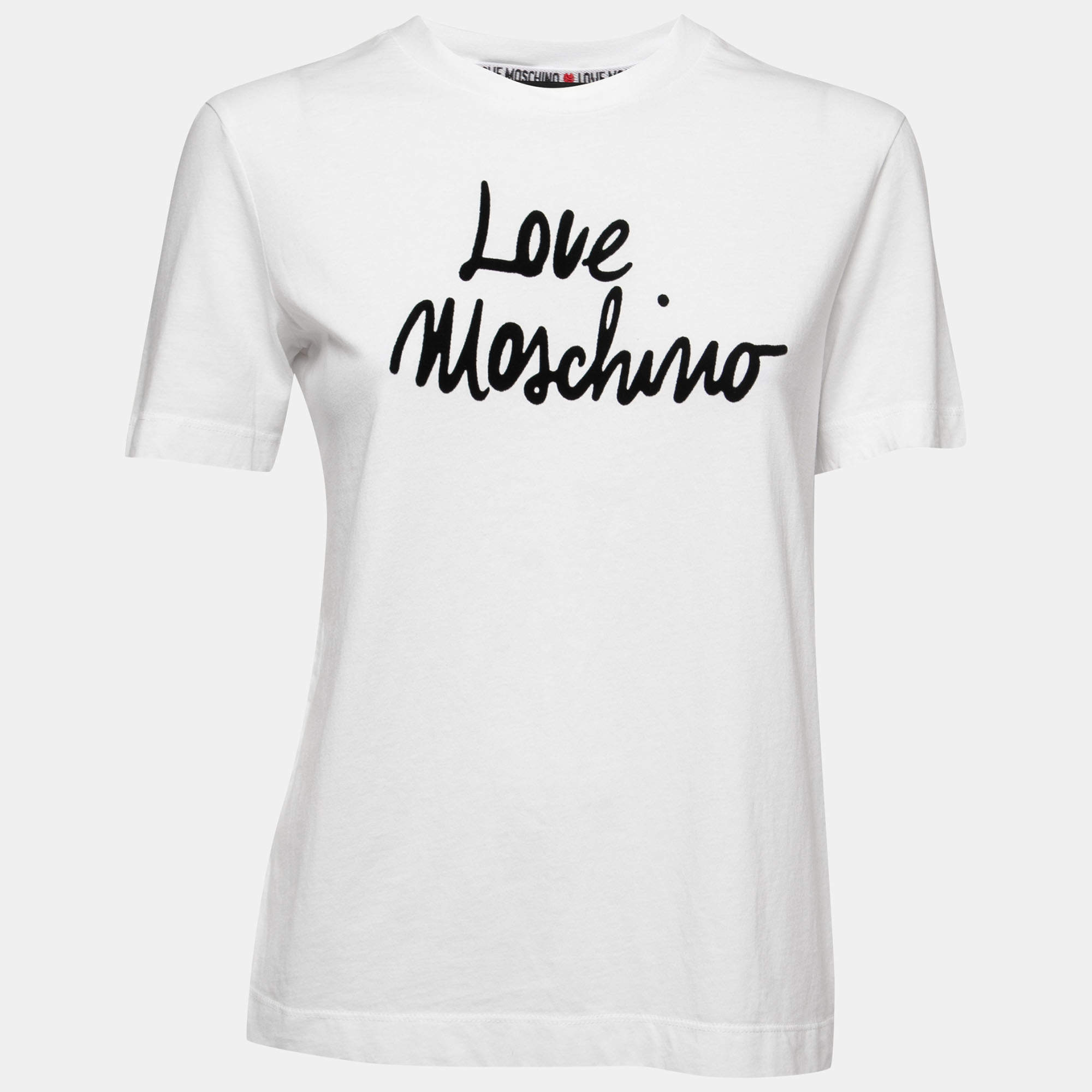 Love Moschino White Cotton Logo Print T-Shirt S