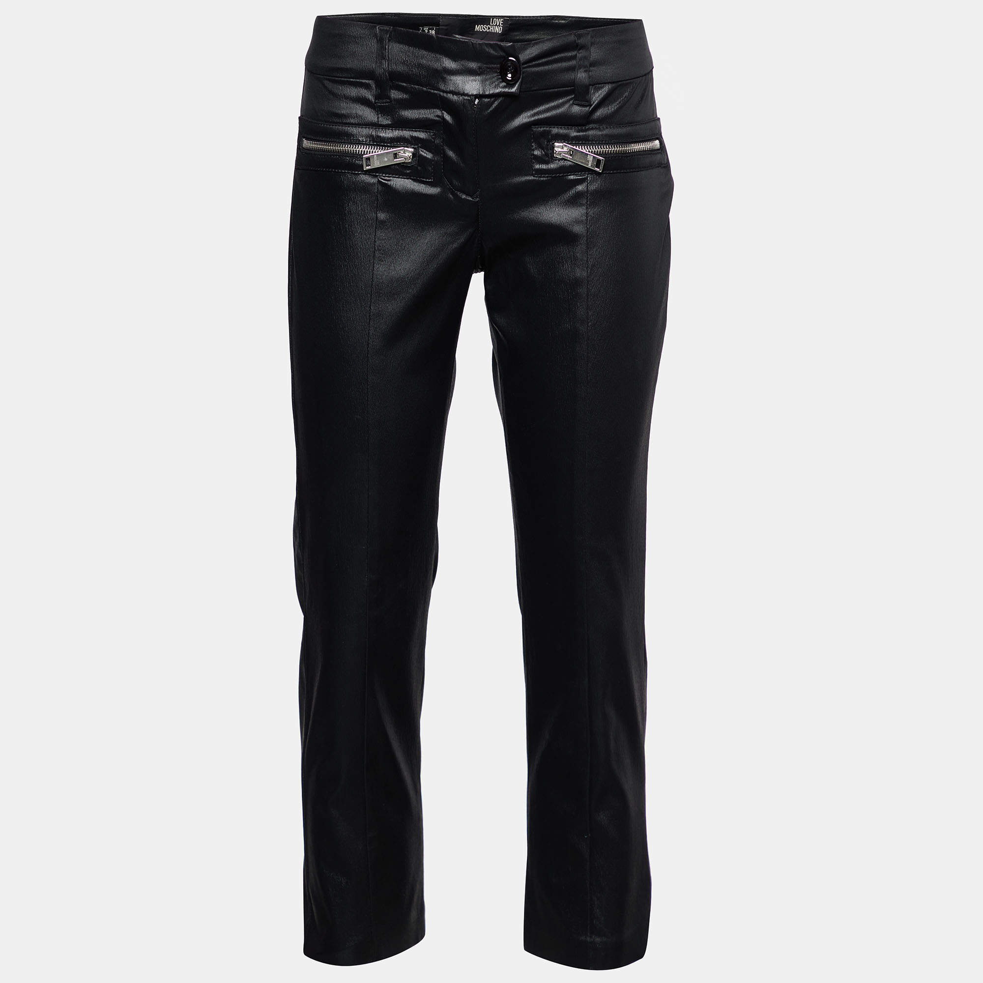Love Moschino Black Synthetic Cropped Pants S