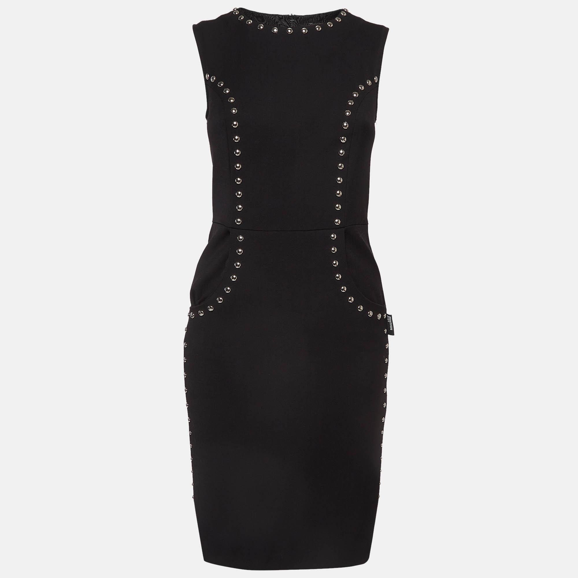 مملوكة مسبقًا Love Moschino Black Studded Gabardine Sheath Dress S