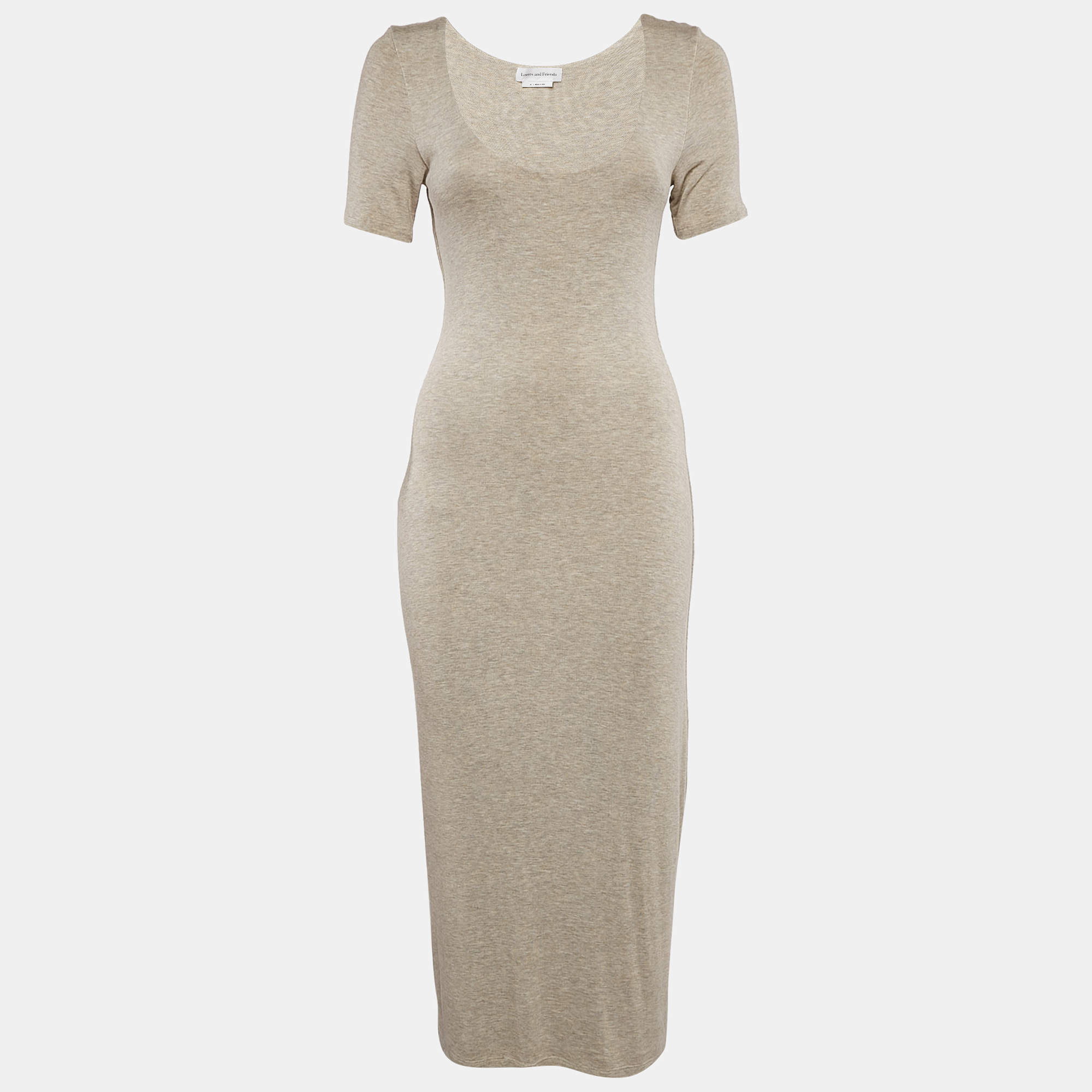 مملوكة مسبقًا Lovers and Friends Grey Melange Jersey Bodycon Midi Dress M
