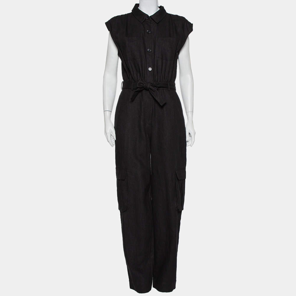 LPA Black Ramie Belted Weronika Jumpsuit M