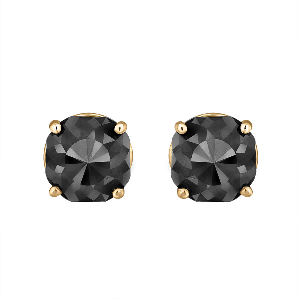 14K Yellow Gold Black Stone Stud Earrings (Appox 4.00 cts)