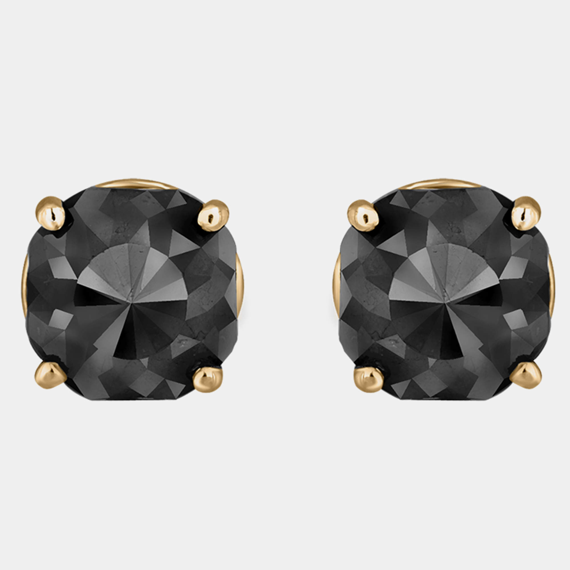 14K Yellow Gold Black Stone Stud Earrings (Appox 5.00 cts)