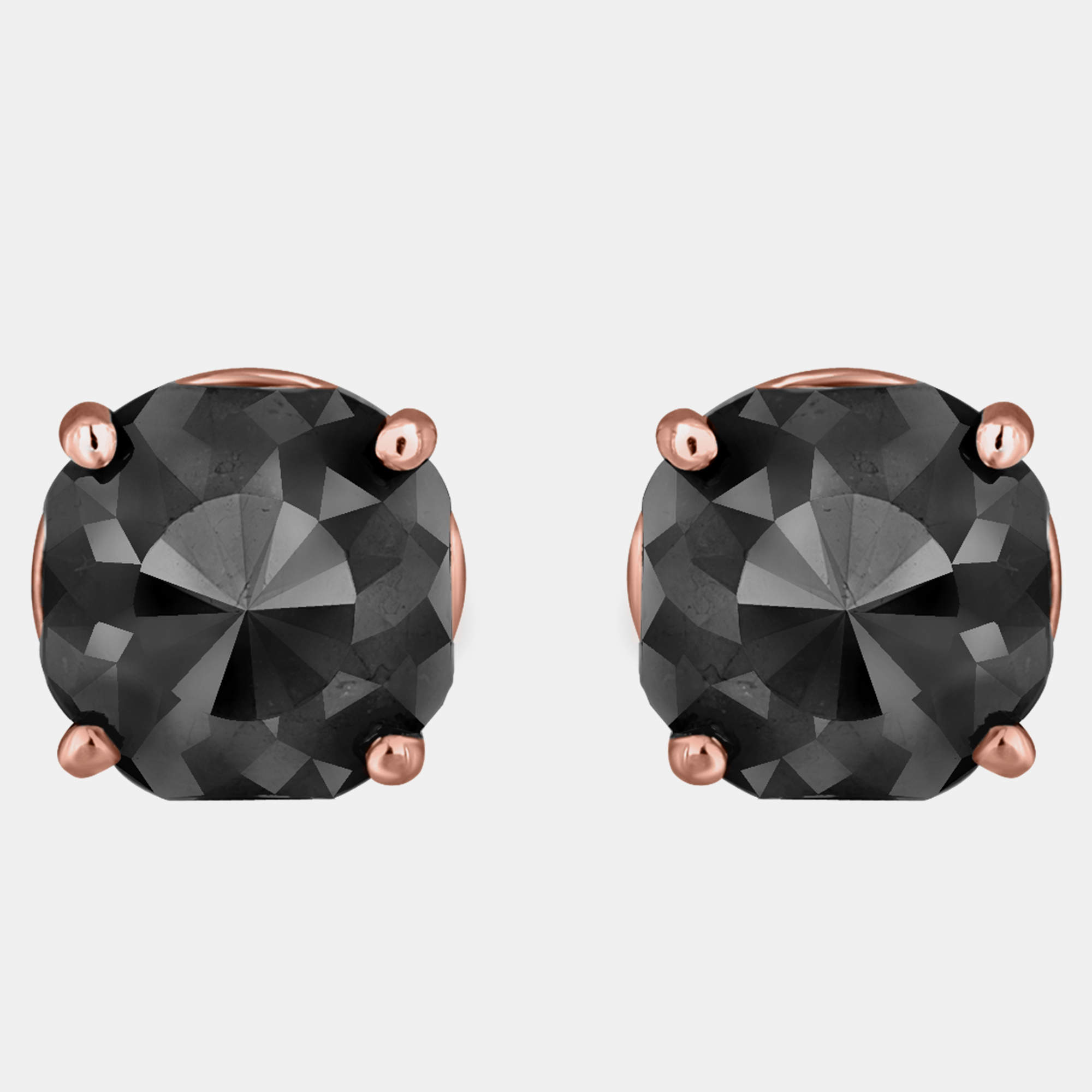 14K Rose Gold Black Stone Stud Earrings (Appox 5.00 cts)