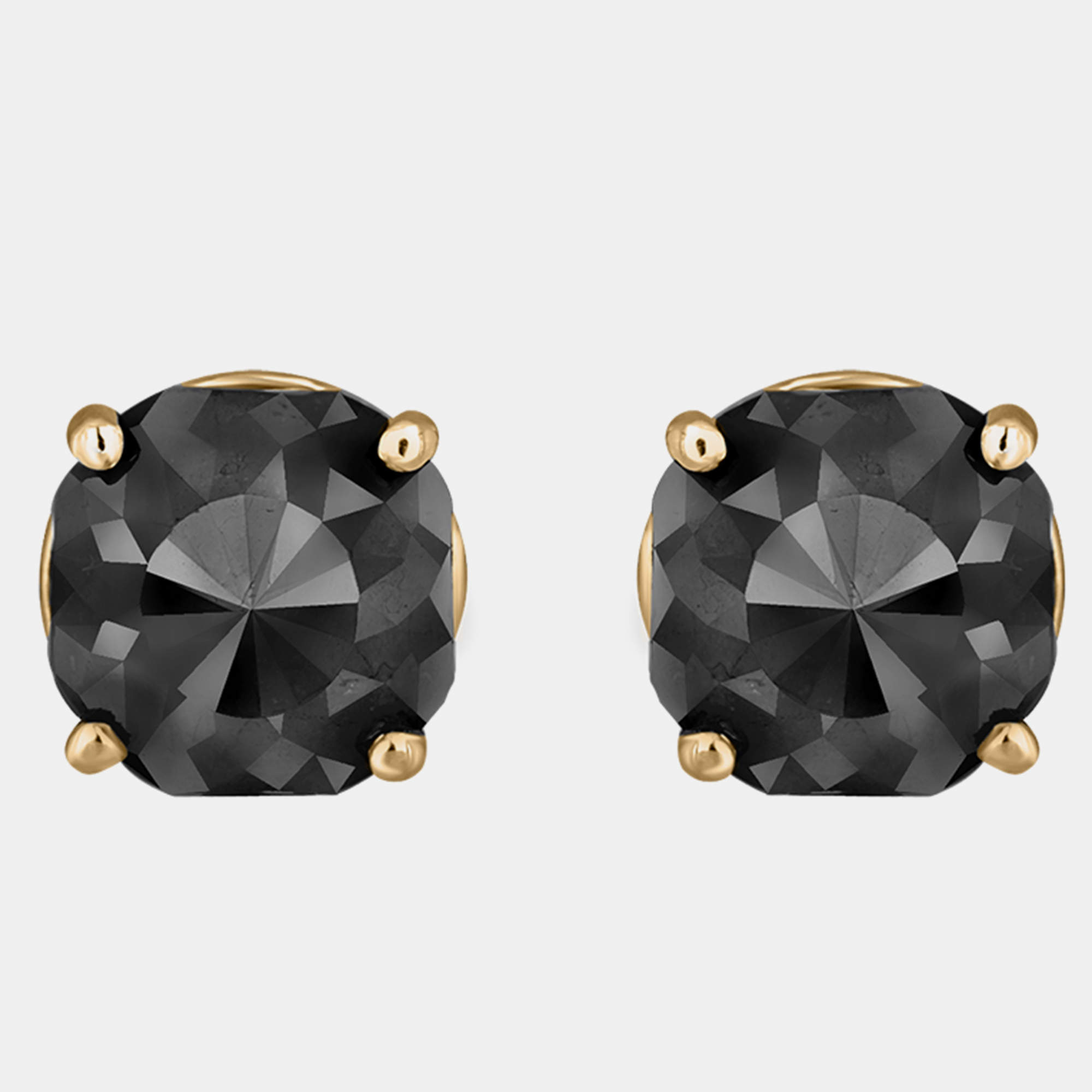 Pre Owned 14K Yellow Gold Black Stone Stud Earrings (Appox 7.00 cts)