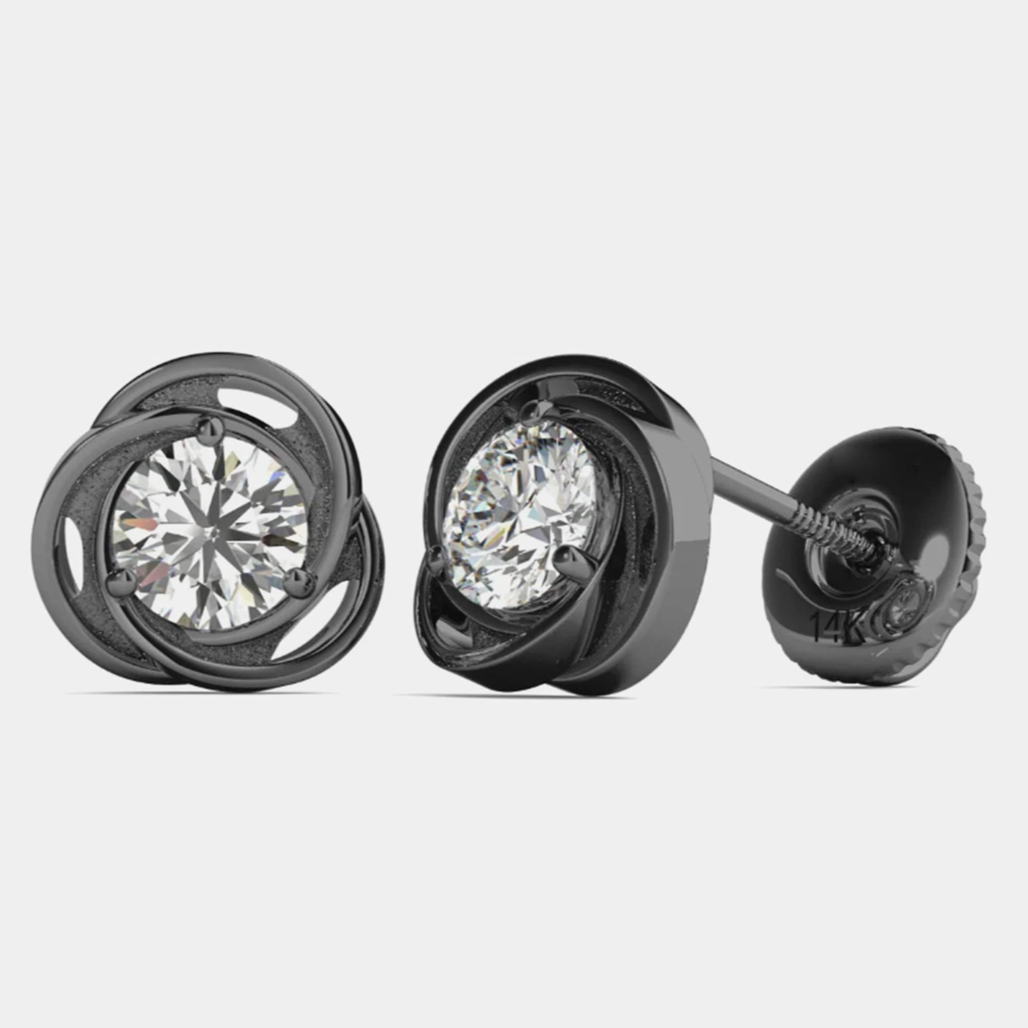 14K White Gold/Black Rhodium Natural Diamond Earrings (1/2 Ctw)