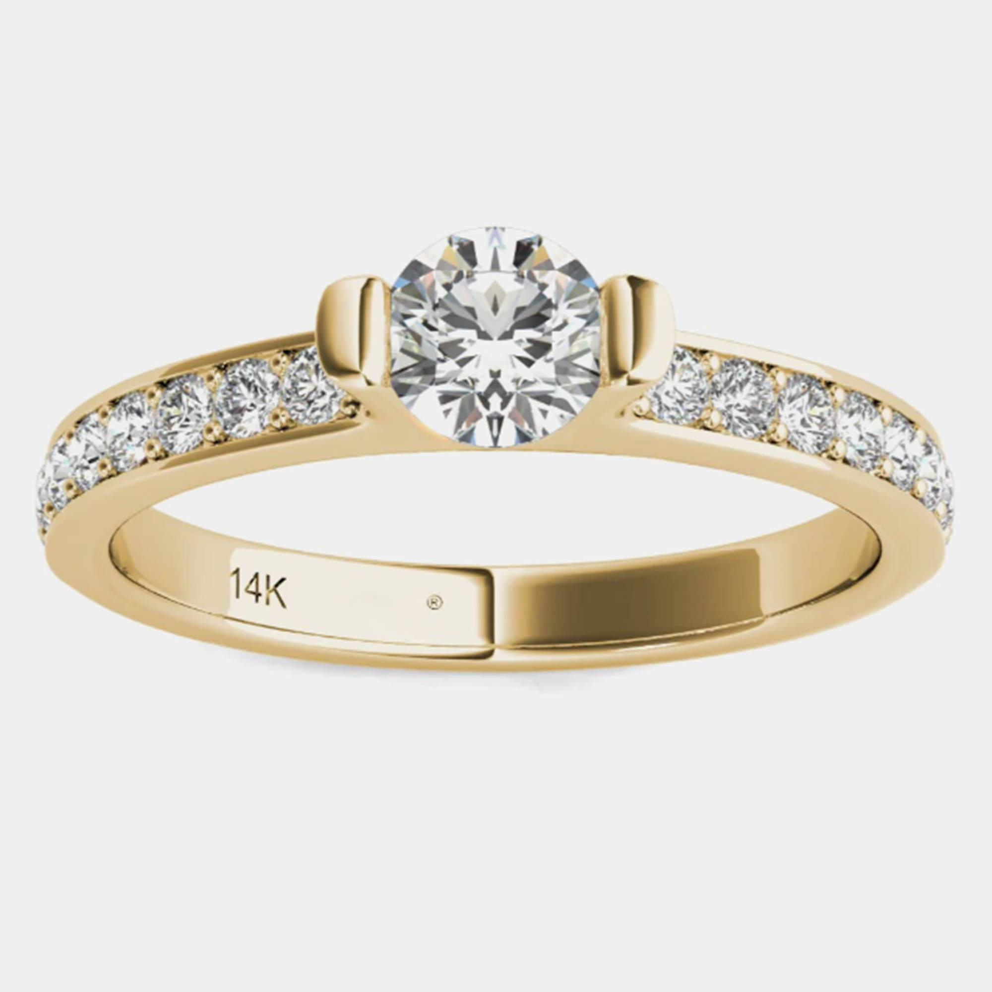 14K Yellow Gold Natural Diamond Engagement Ring (2/3 Ctw) US 7
