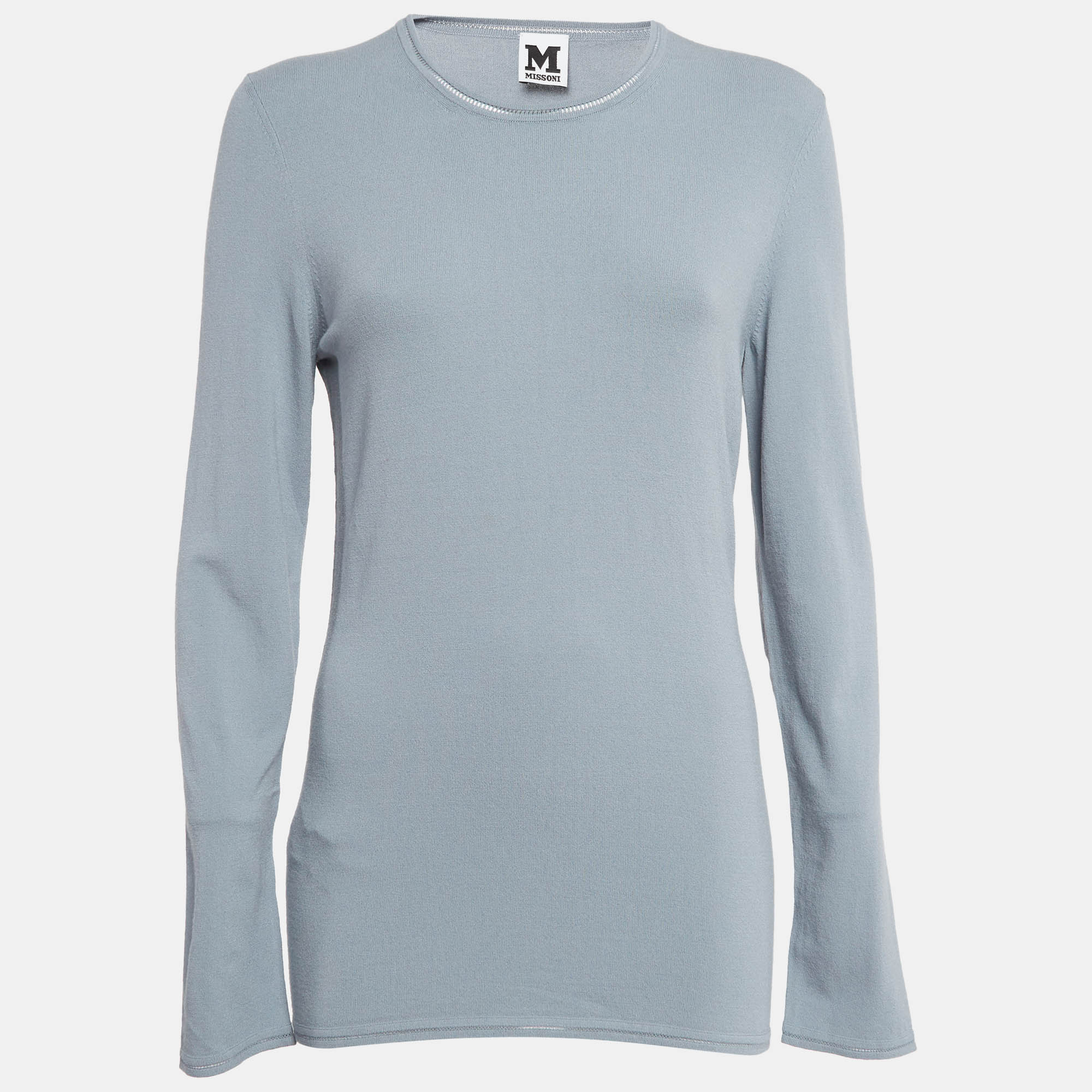 مملوكة مسبقًا توب ميسوني رمادي محيك بأكمام كاملة مقاس كبير - لارج