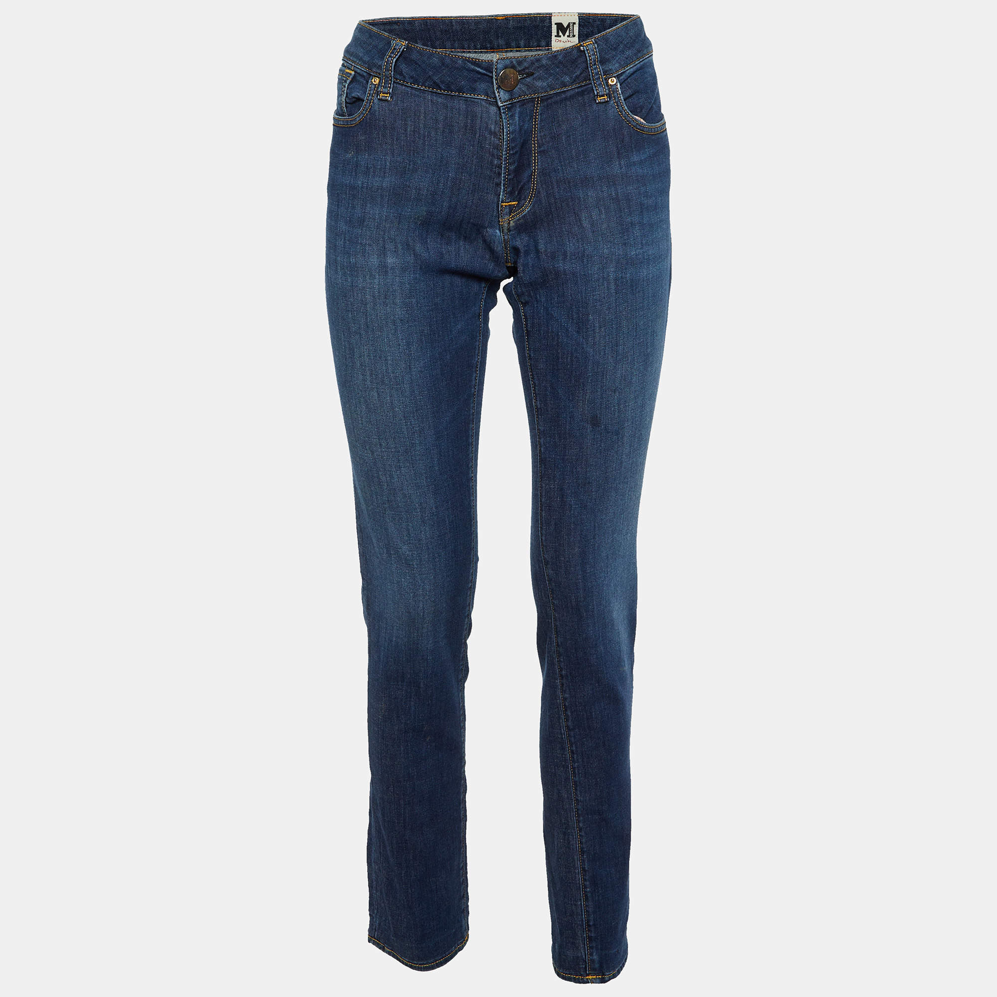 Pre Owned M Missoni Denim Blue Cotton Skinny Fit Jeans L/Waist 33"