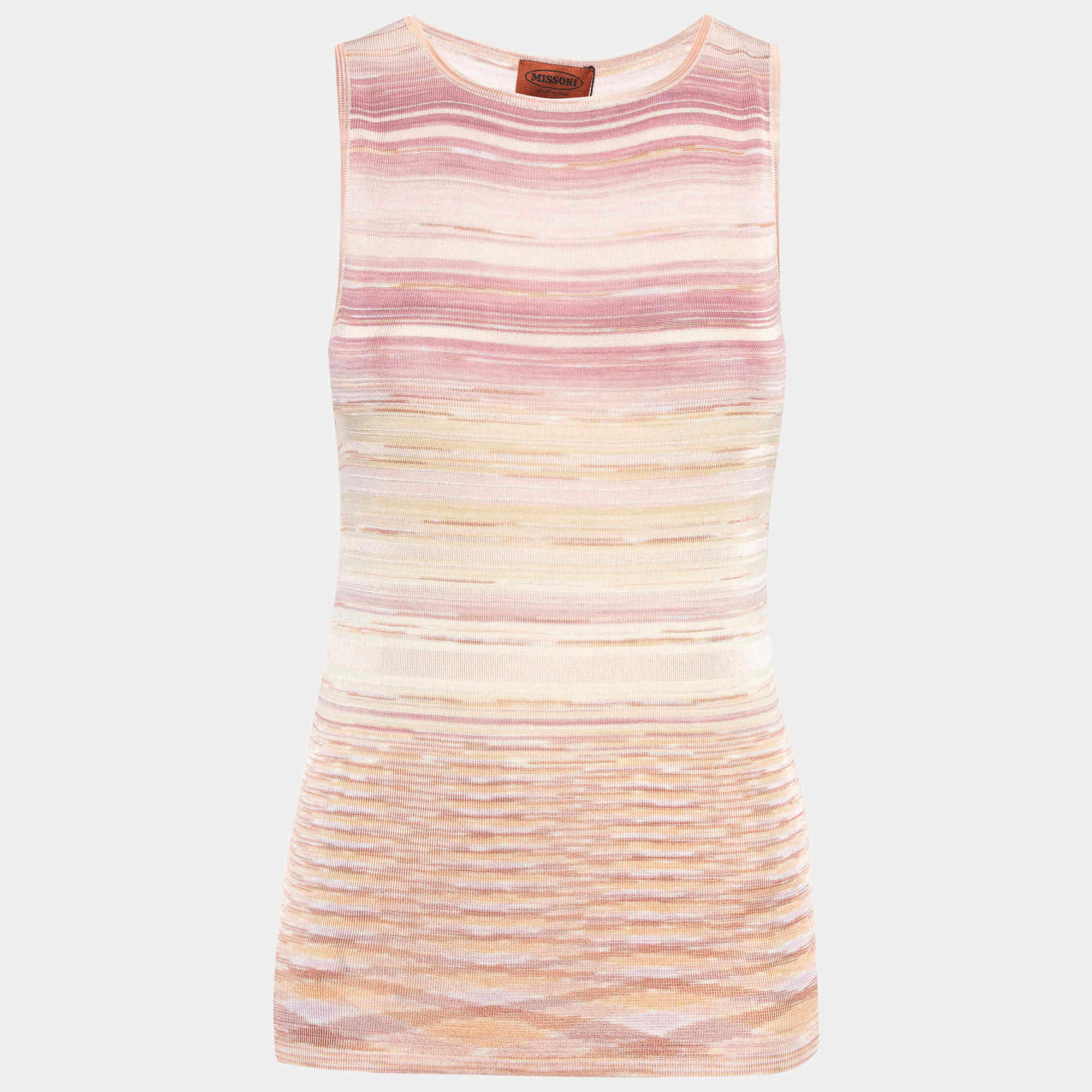 مملوكة مسبقًا M Missoni Pink/Multicolor Jersey Tank Top M