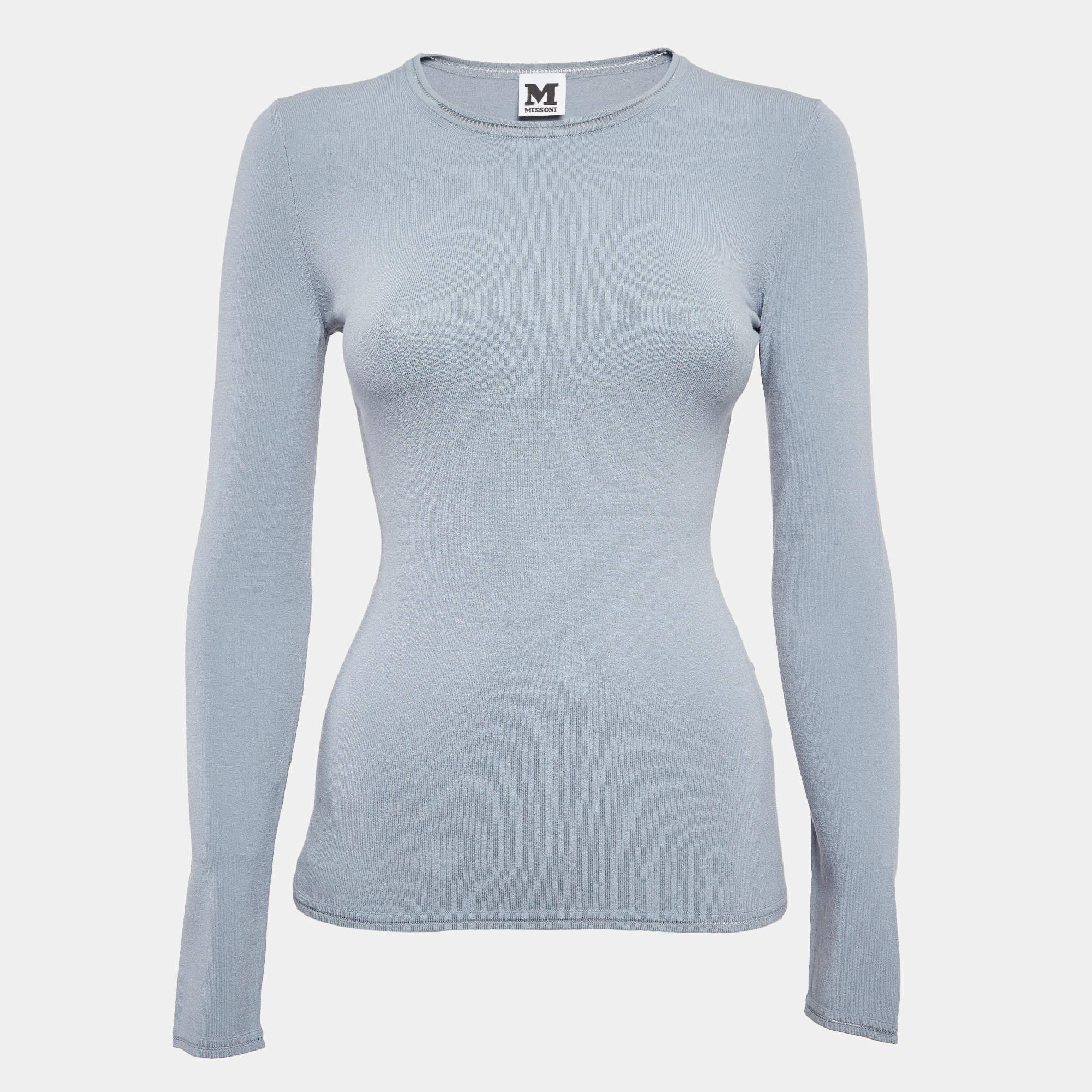 Pre Owned M Missoni Blue Knit Full Sleeves Top S