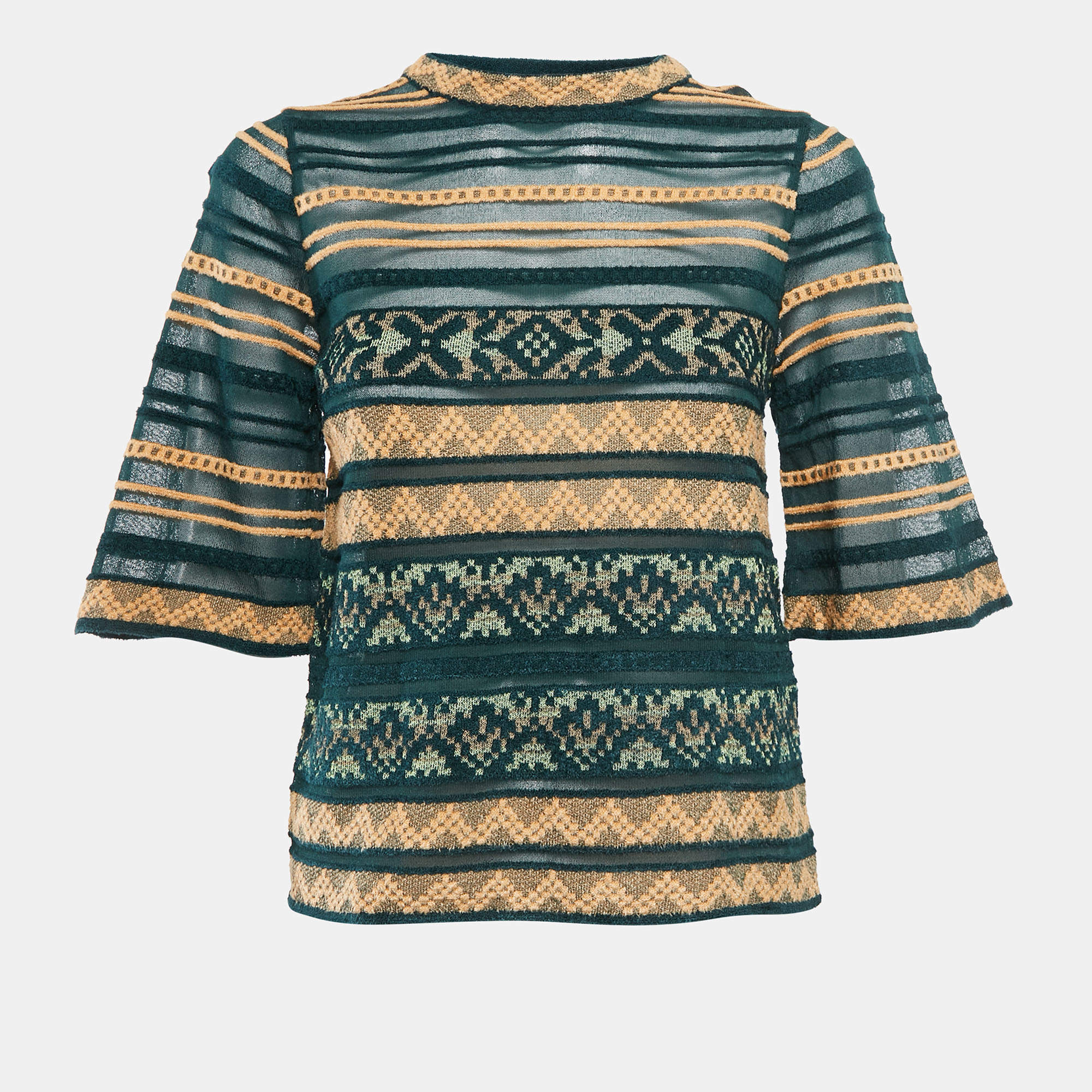 Pre Owned M Missoni Green Patterned Knit Top M
