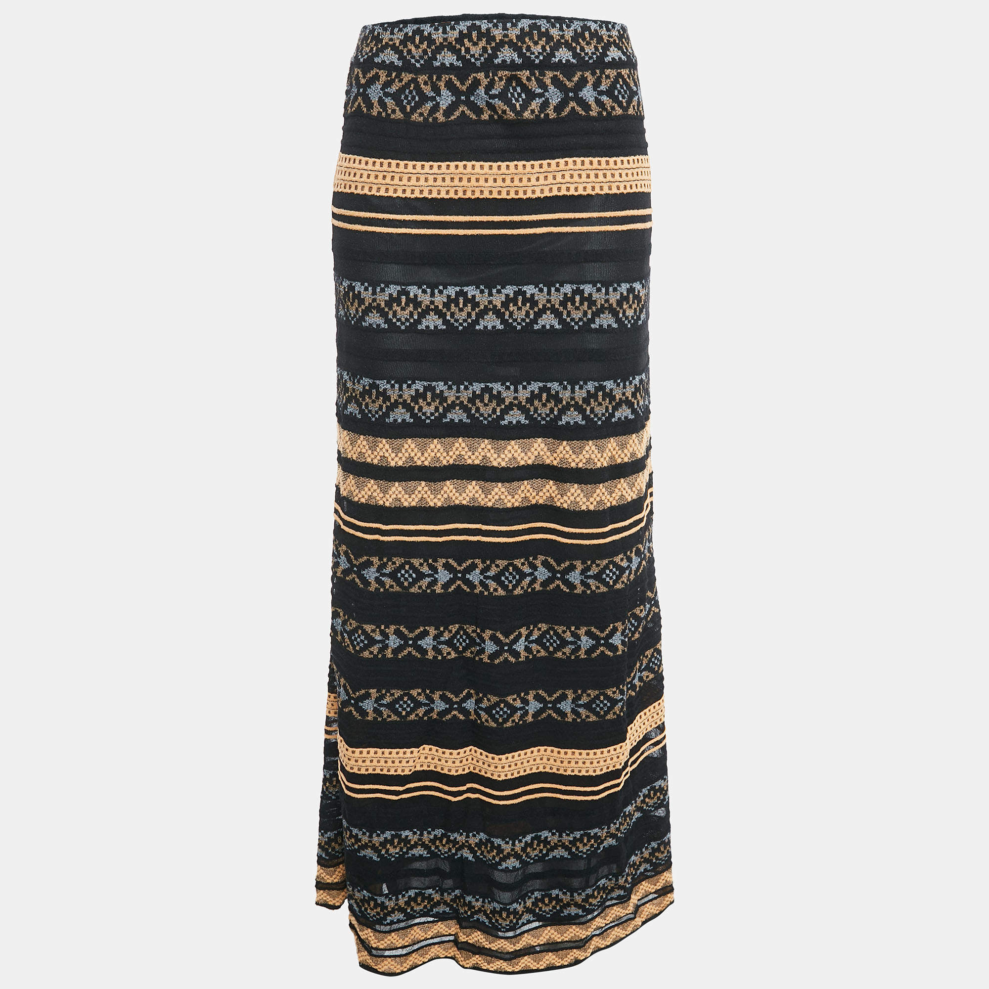 M Missoni Black Patterned Knit Maxi Skirt M