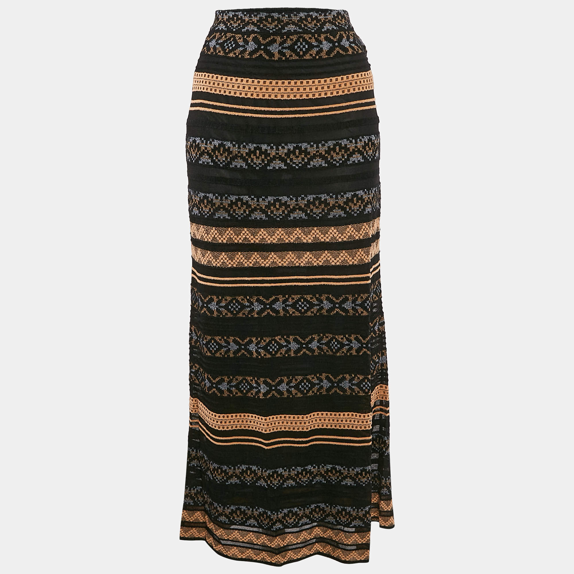 Pre Owned M Missoni Multicolor Patterned Knit Maxi Skirt L