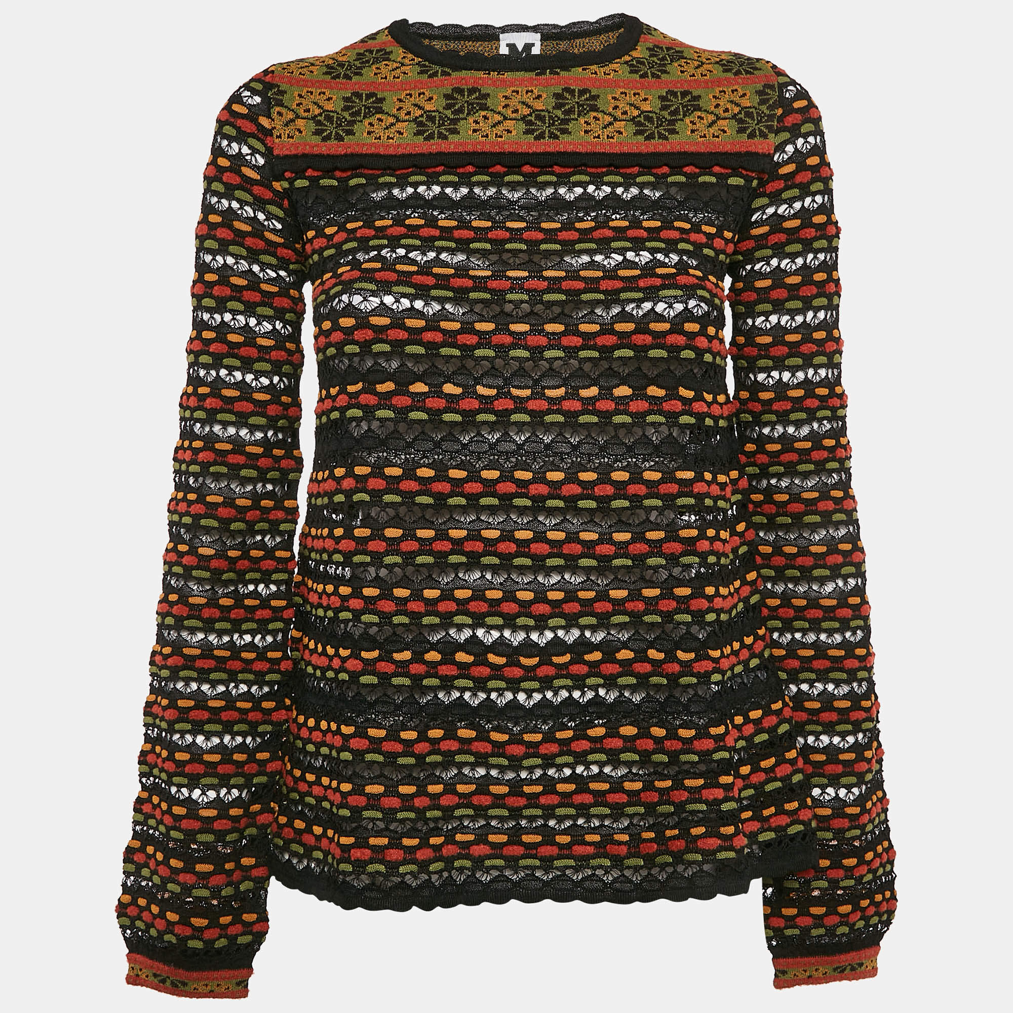 Pre Owned M Missoni Multicolor Pointelle Knit Top S