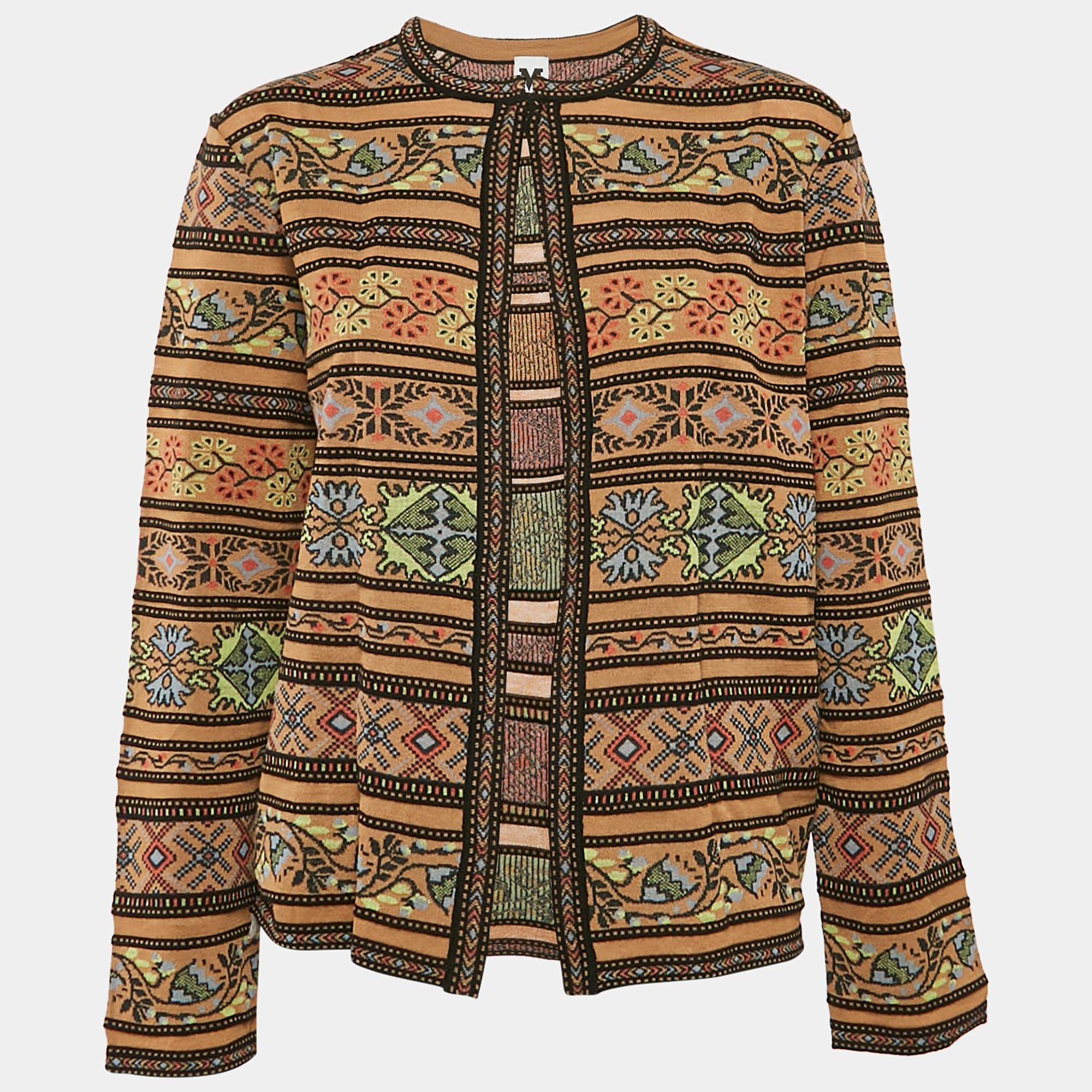 M Missoni Multicolor/Brown Wool Blend Full Sleeve Cardigan L