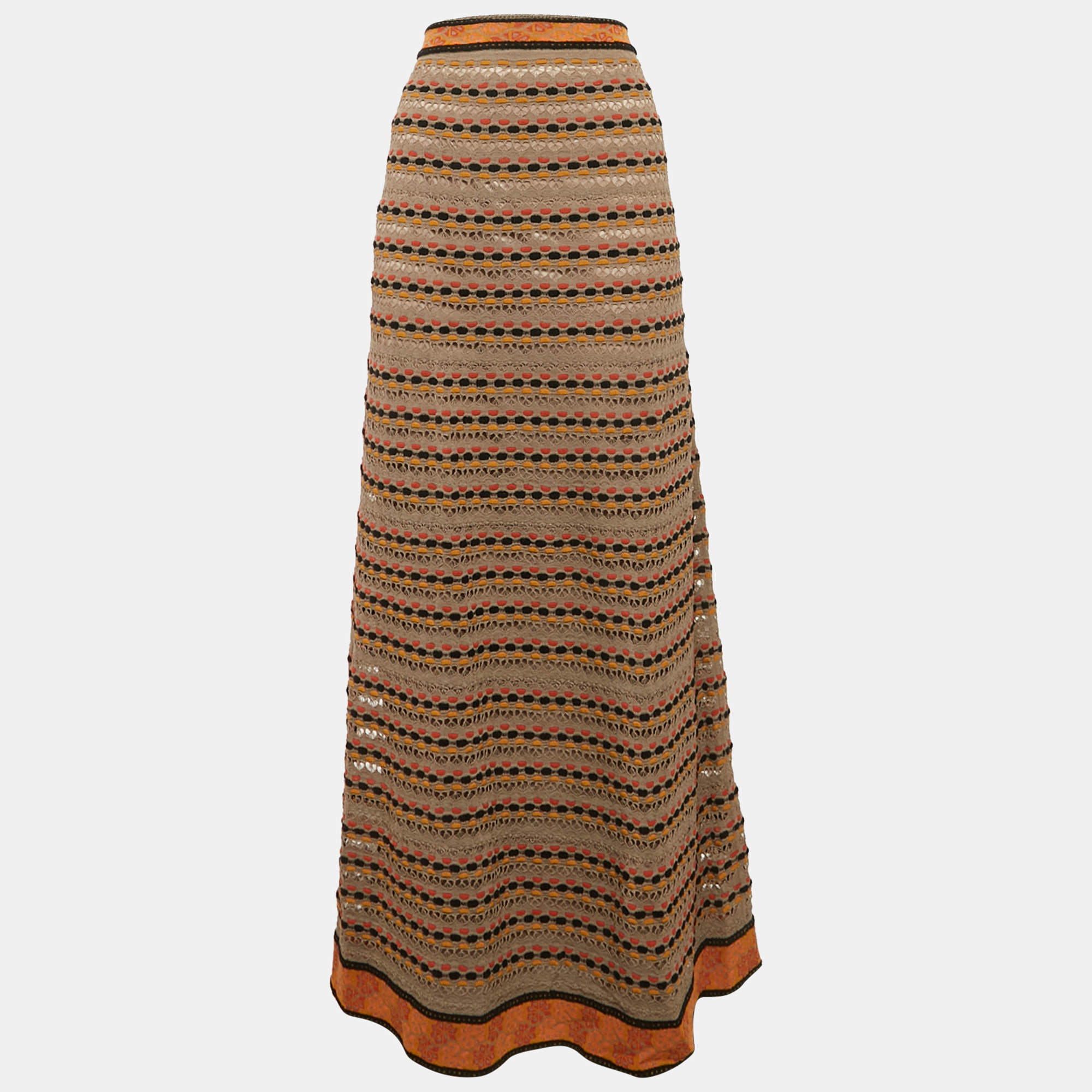 Pre Owned تنورة ماكسي إم ميزوني متعددة الألوان نمط تريكو مقاس كبير - لارج