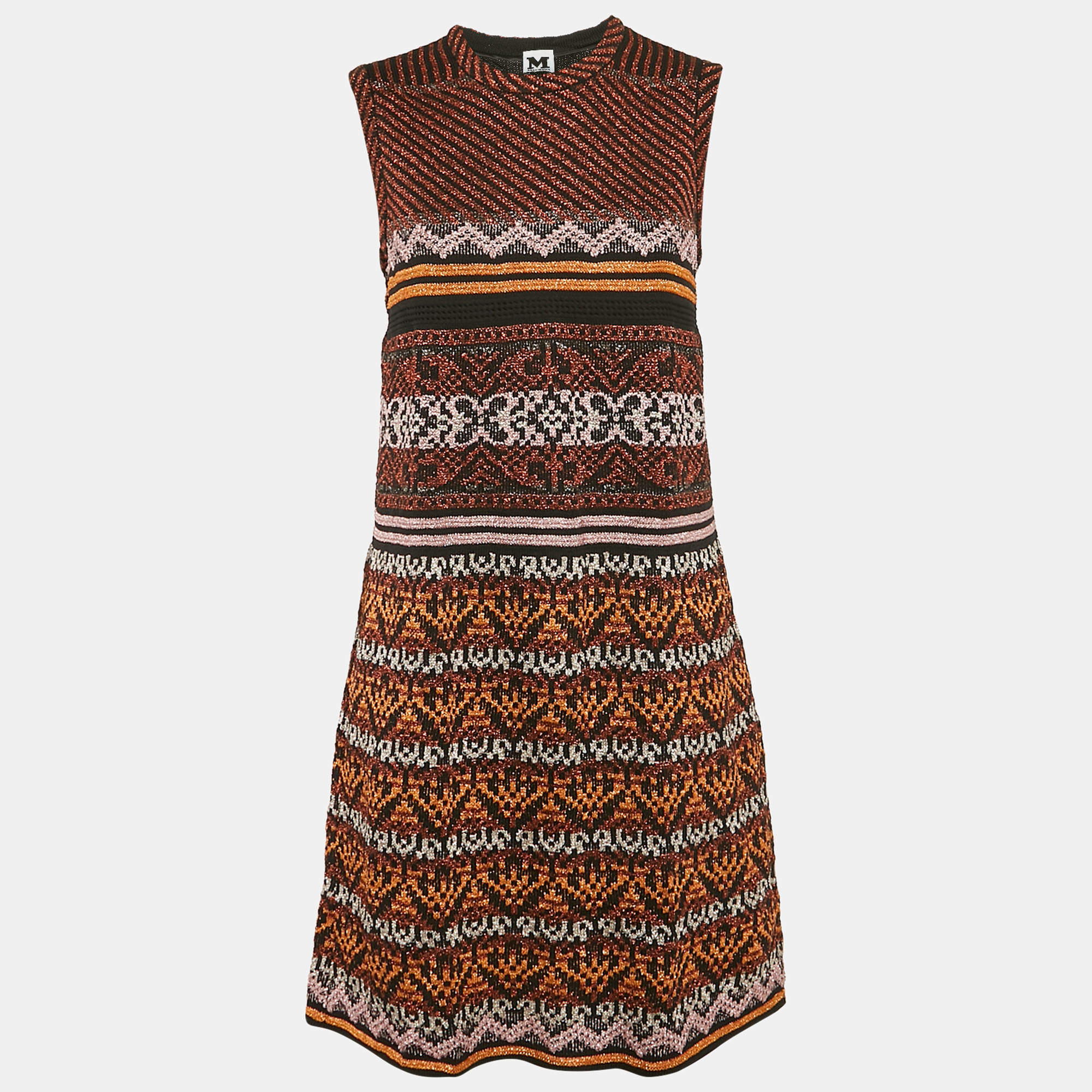 M Missoni Multicolor Patterned Lurex Knit Sleeveless Short Dress M