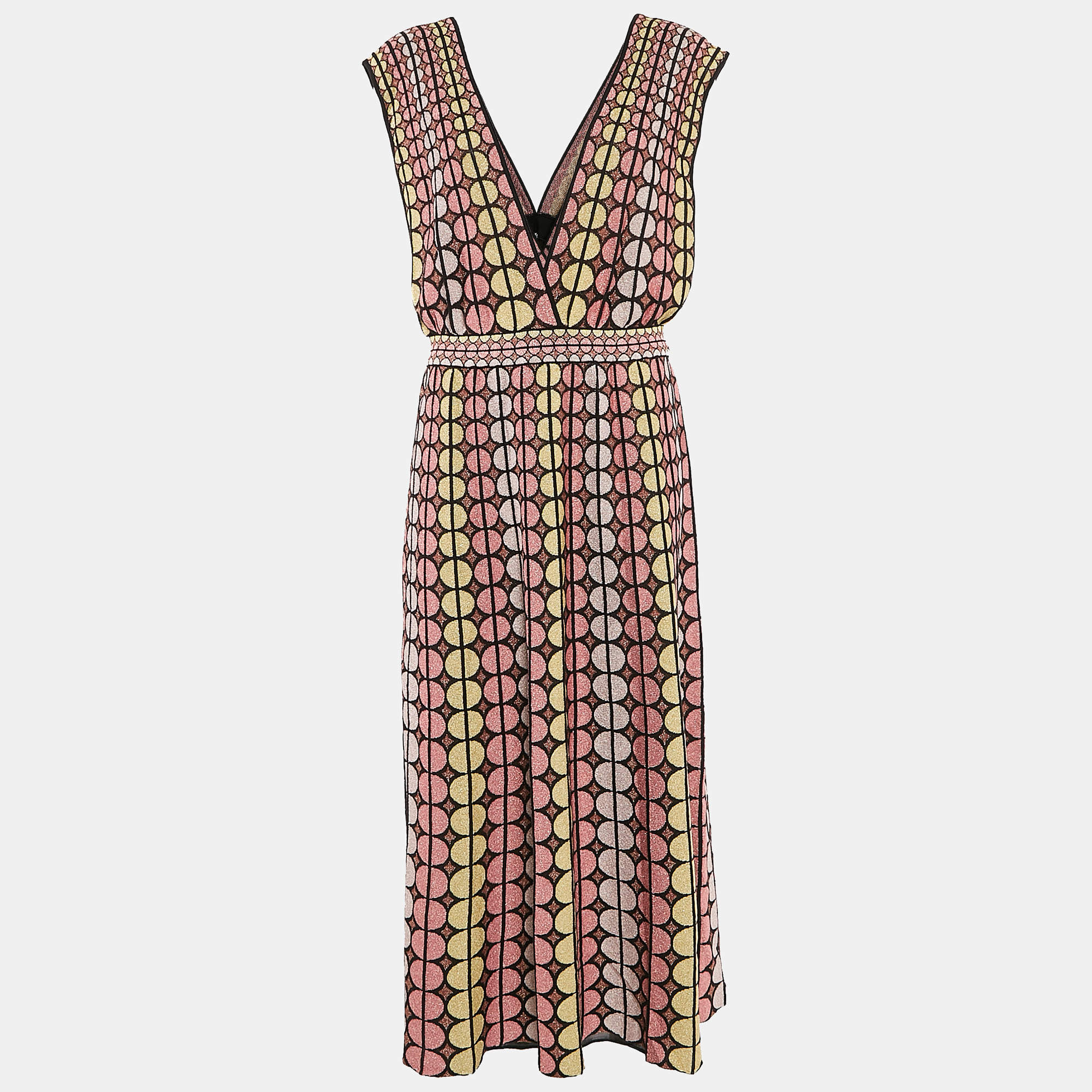 M Missoni Multicolor Patterned Lurex Knit Midi Dress L