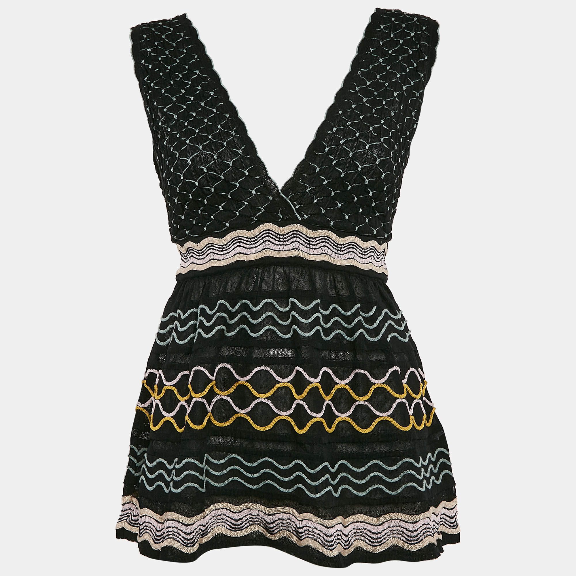 M Missoni Black Patterned Knit Sleeveless Top S
