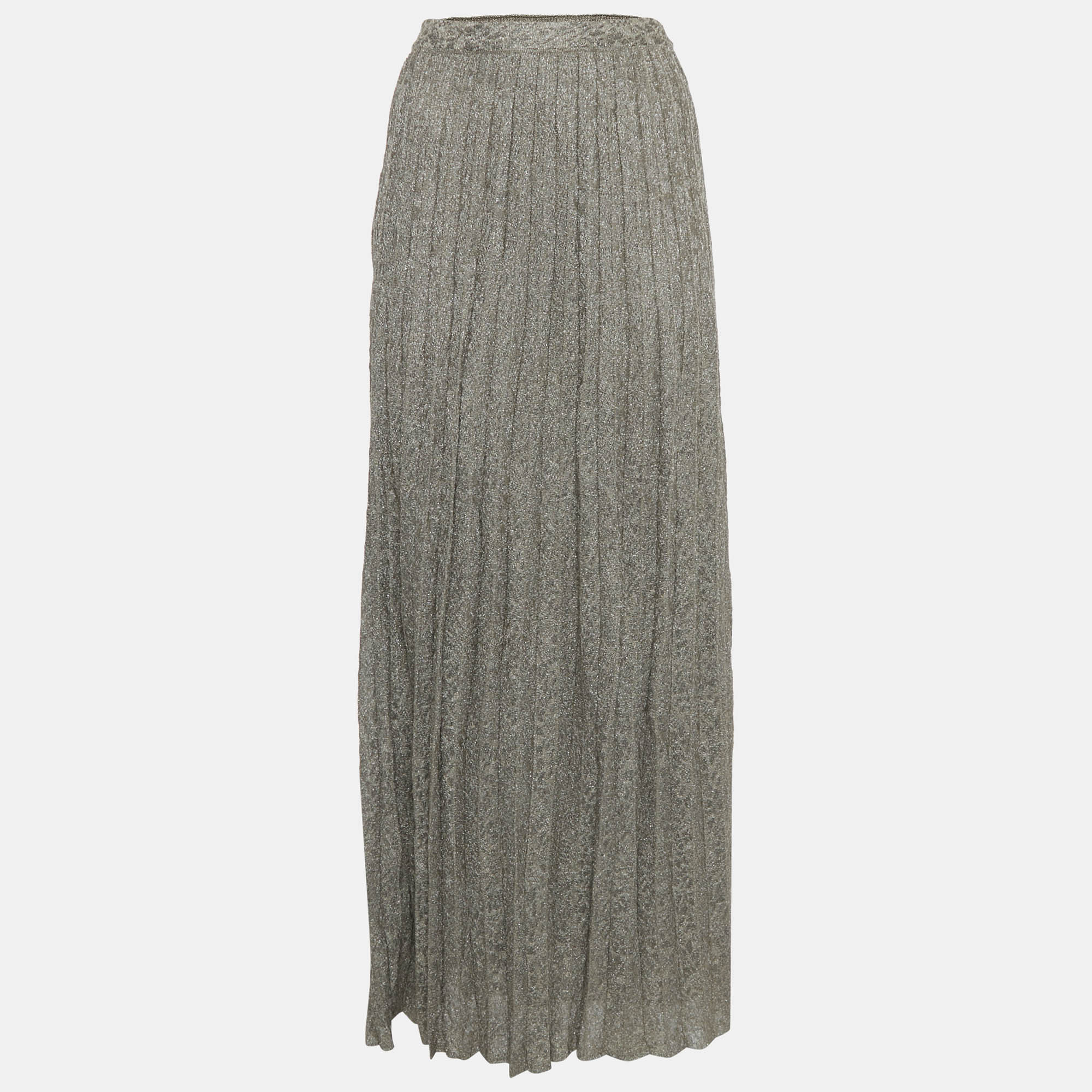 M Missoni Grey Lurex Knit Maxi Skirt S 