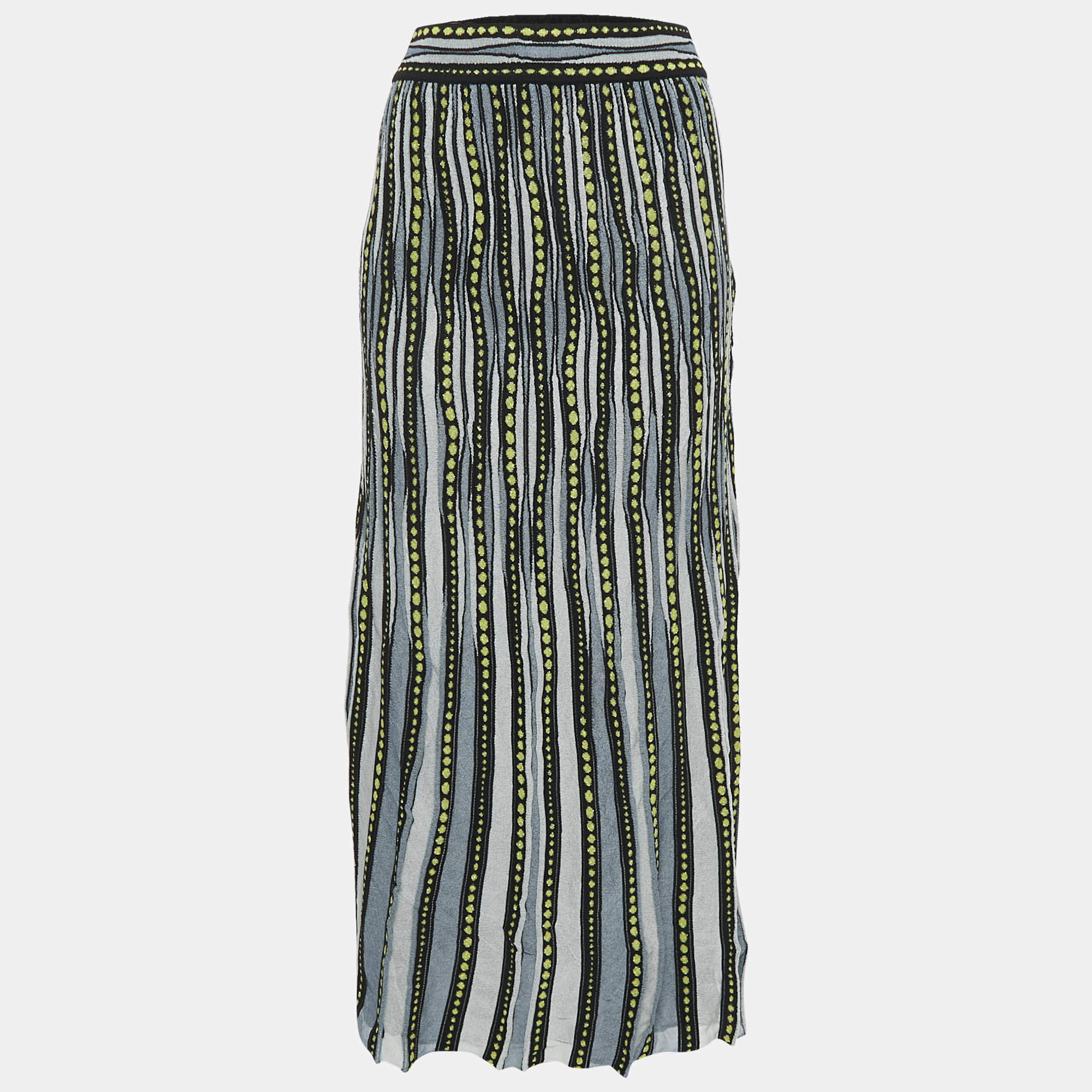 مملوكة مسبقًا M Missoni Blue/Black Patterned Lurex Knit Maxi Skirt L