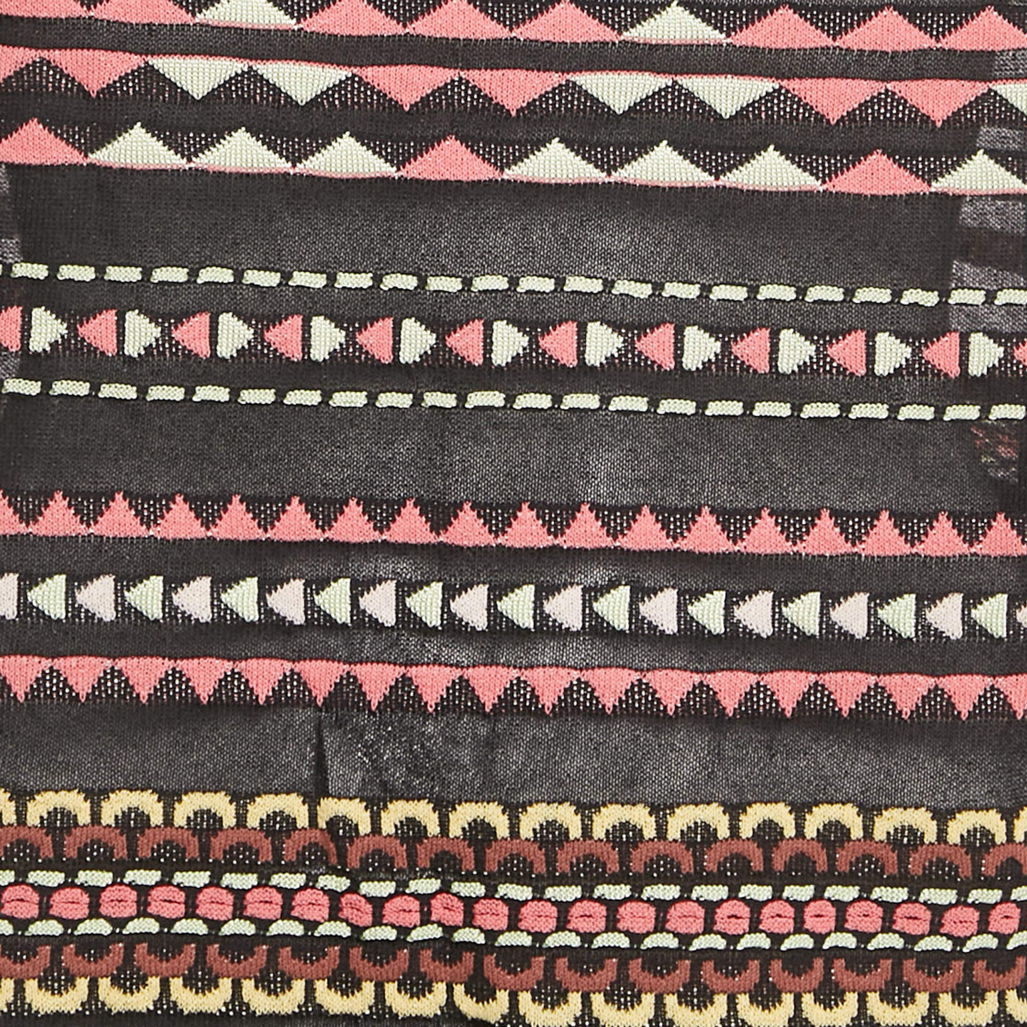Pre Owned M Missoni Black Patterned Knit Top L