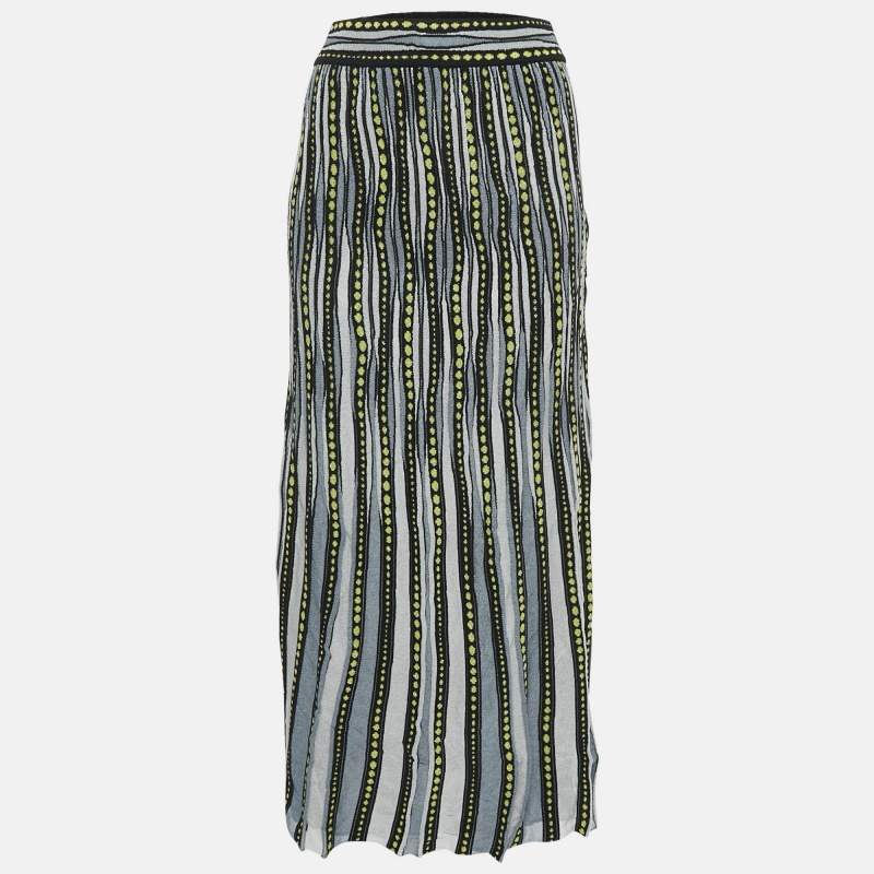 M Missoni Blue/Black Patterned Lurex Knit Maxi Skirt S