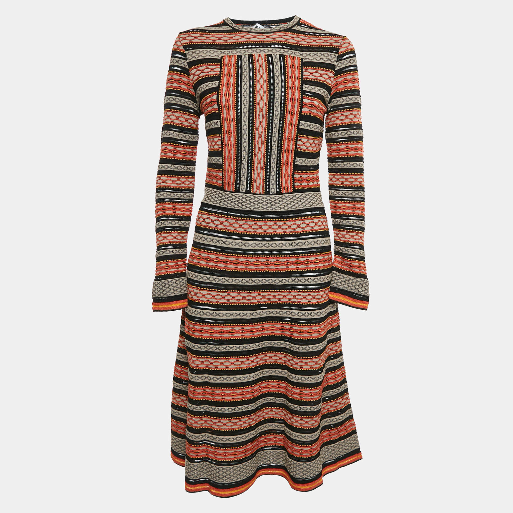 M Missoni Multicolor Patterned Knit Full Sleeve Midi Dress M