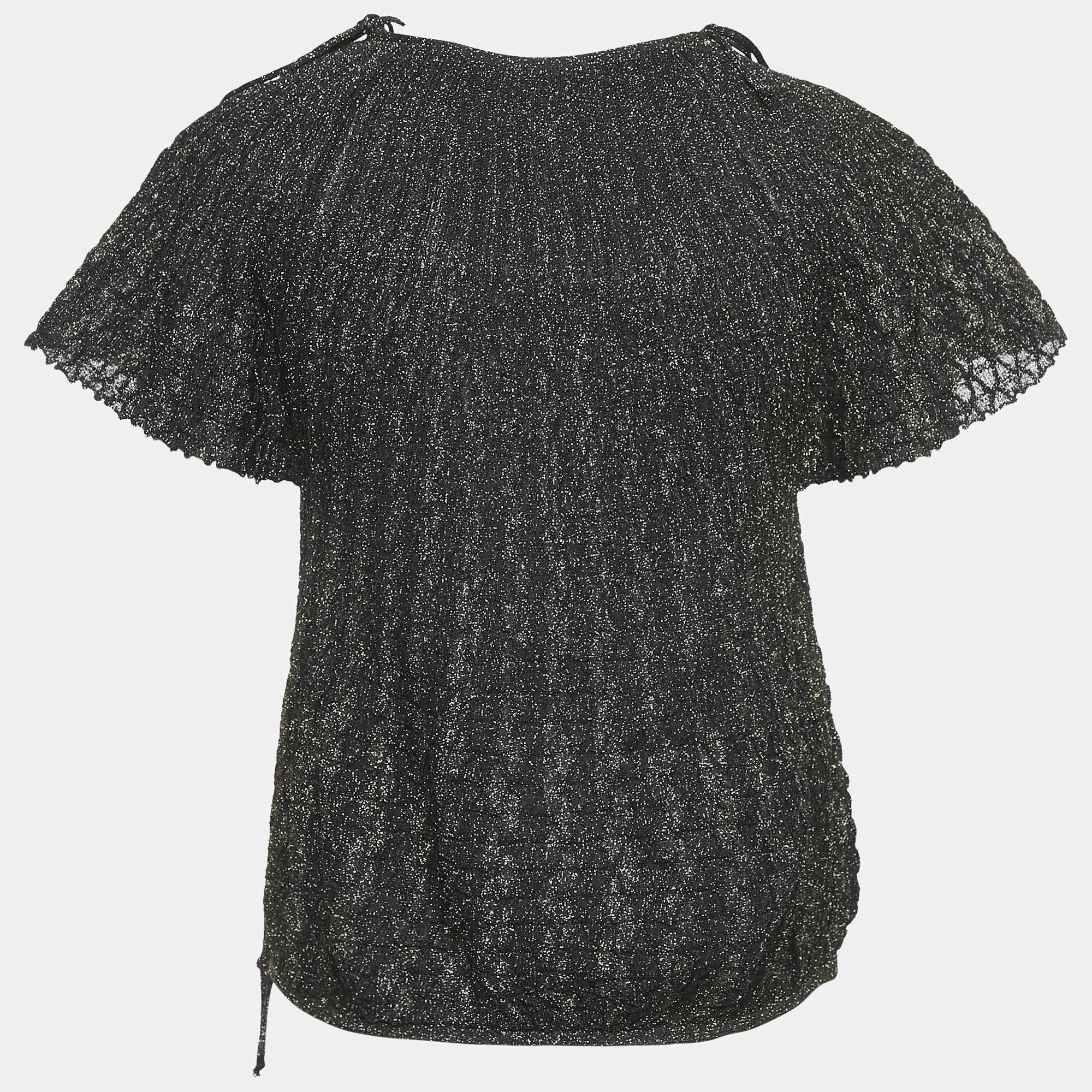 Pre Owned M Missoni Black/Metallic Patterned Lurex Knit Top M