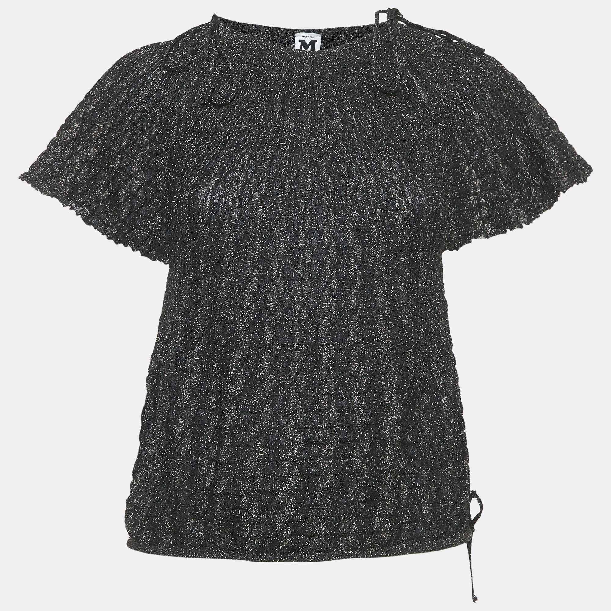 M Missoni Black/Metallic Patterned Lurex Knit Top M