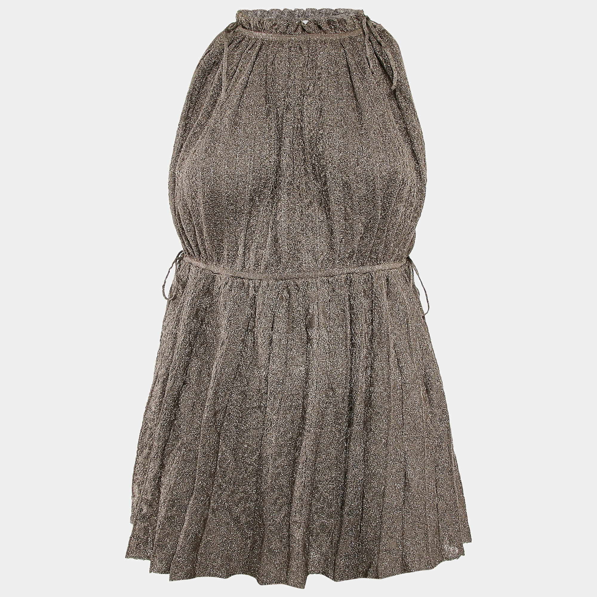 Pre Owned M Missoni Metallic Patterned Lurex Knit Sleeveless Top L