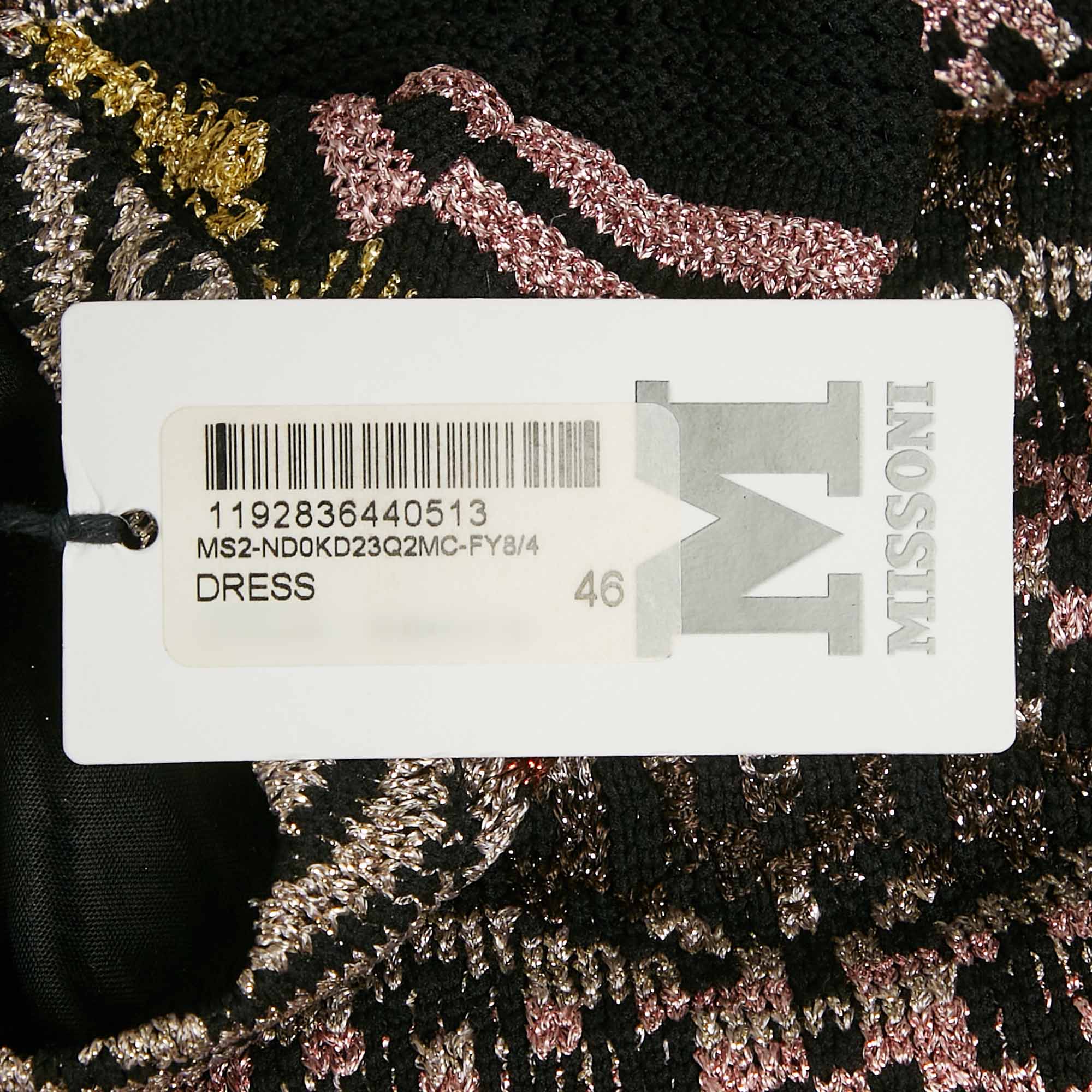 Pre Owned M Missoni Multicolor Patterned Lurex Knit Sleeveless Short Dress L
