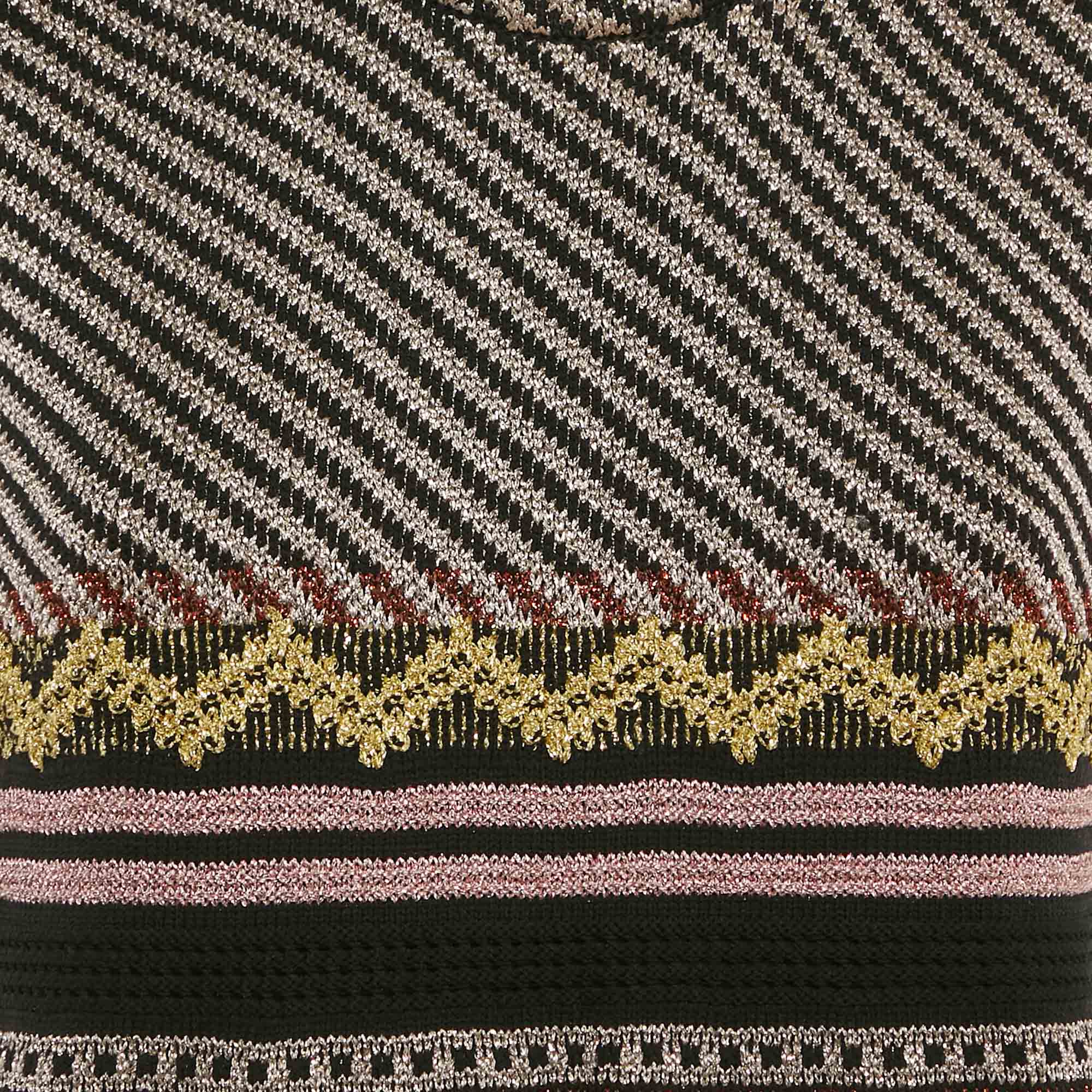 Pre Owned M Missoni Multicolor Patterned Lurex Knit Sleeveless Short Dress L