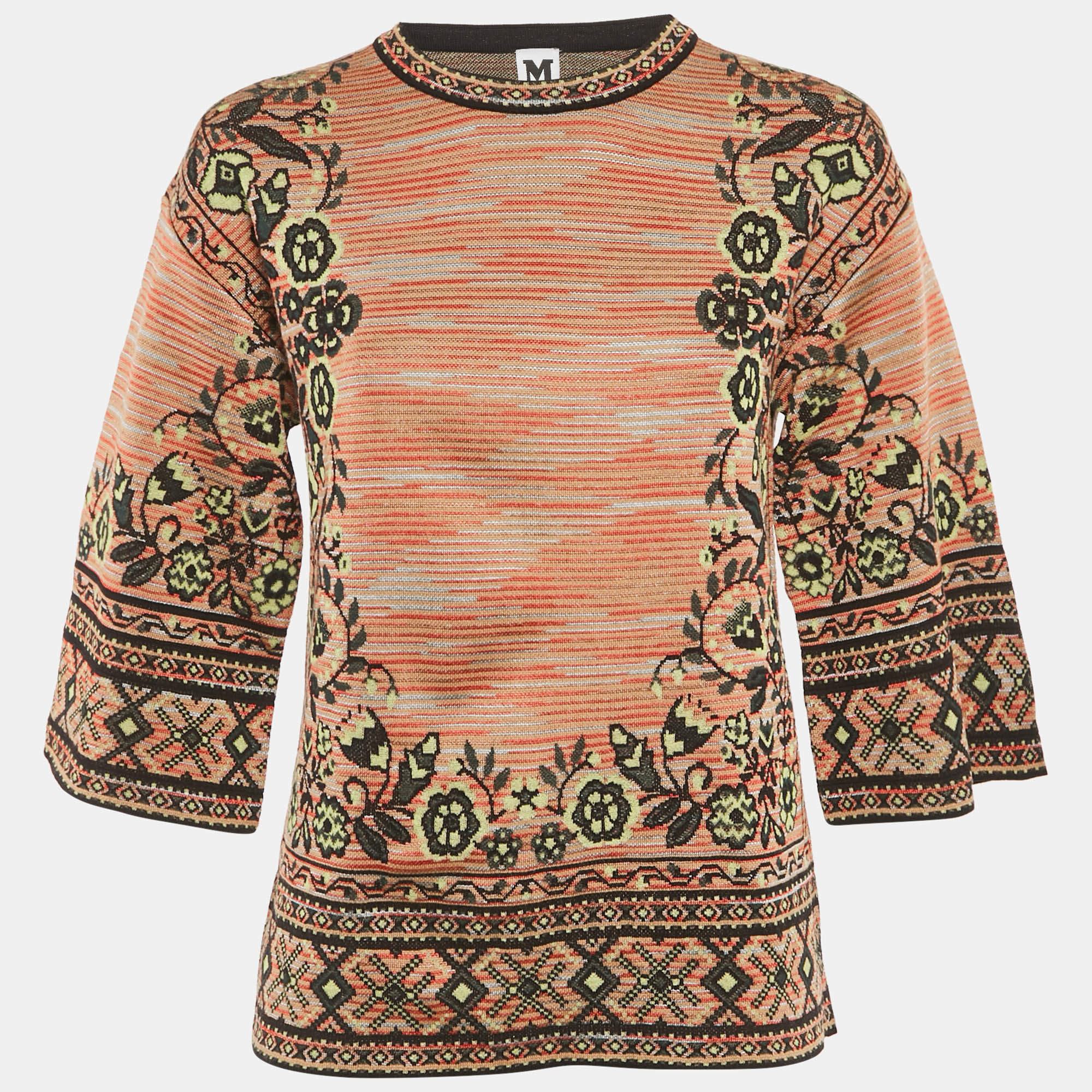 Pre Owned M Missoni Multicolor Patterned Knit Top M