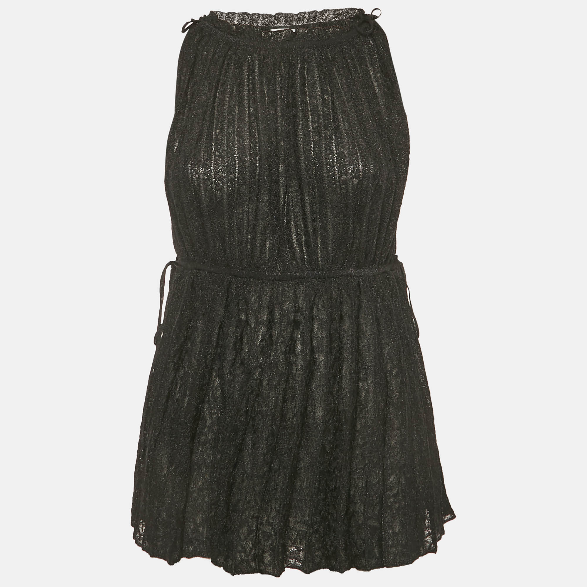 Pre Owned M Missoni Black Lurex Knit Sleeveless Tunic Top M