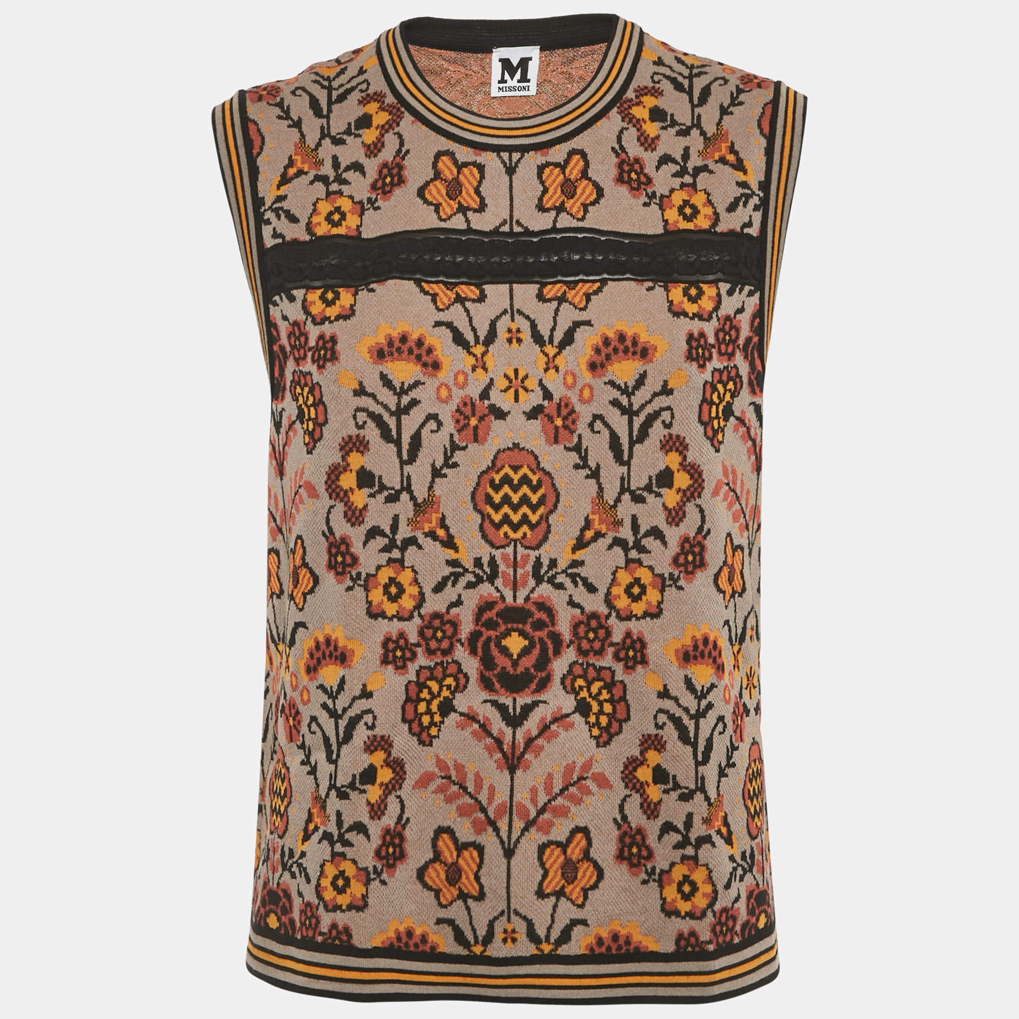 مملوكة مسبقًا M Missoni Grey Patterned Knit Sleeveless Top M