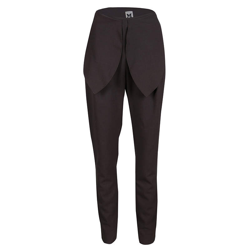 Pre Owned بنطلون أم ميزوني بني بوسط مرتفع وديرابيه M