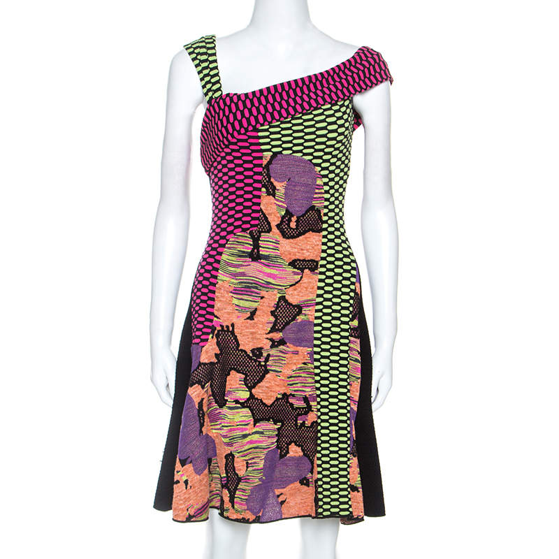 Pre Owned فستان أم ميزوني قصة تريكو ستريتش متعدد الألوان M