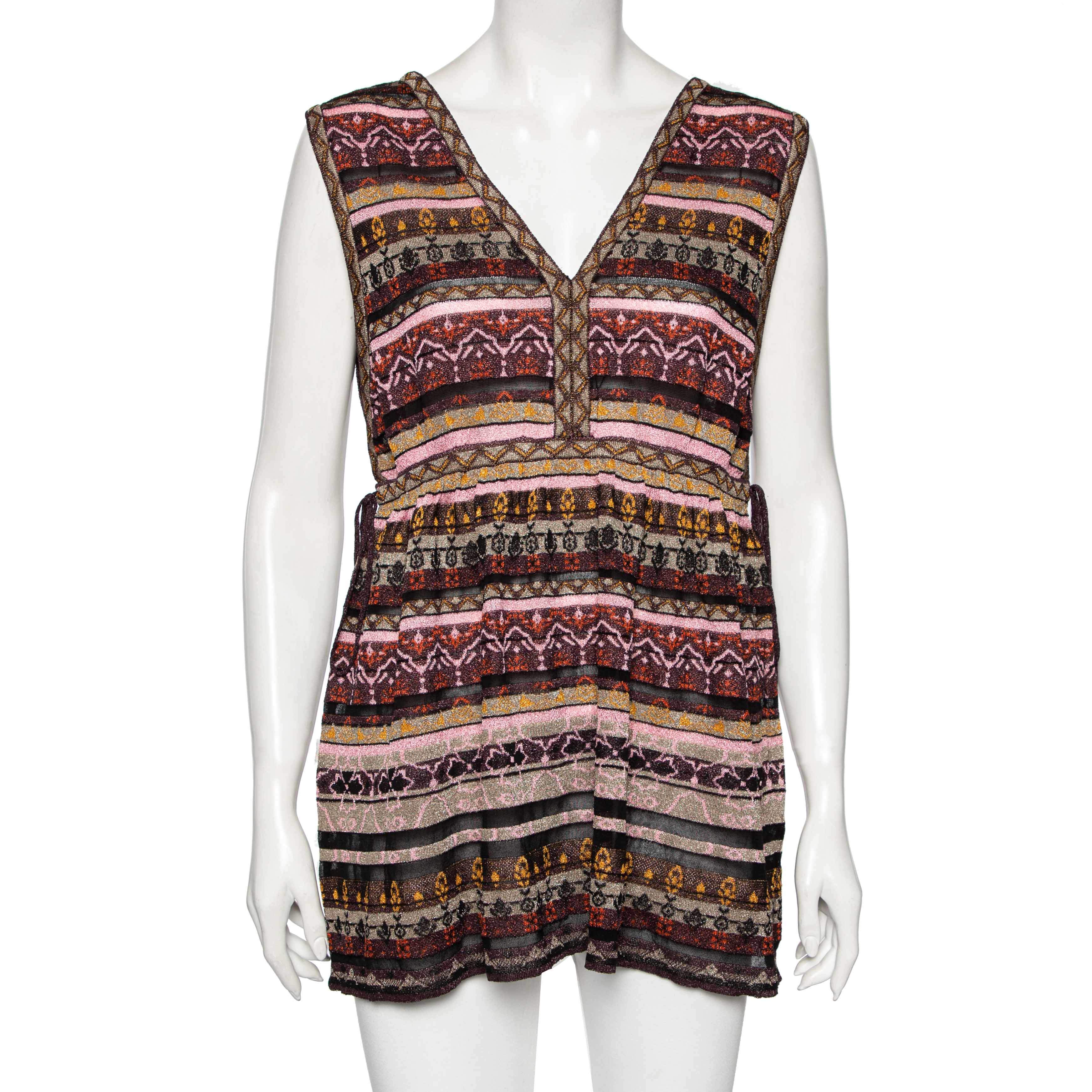 Pre Owned M Missoni Multicolored Lurex Knit Sleeveless Top L