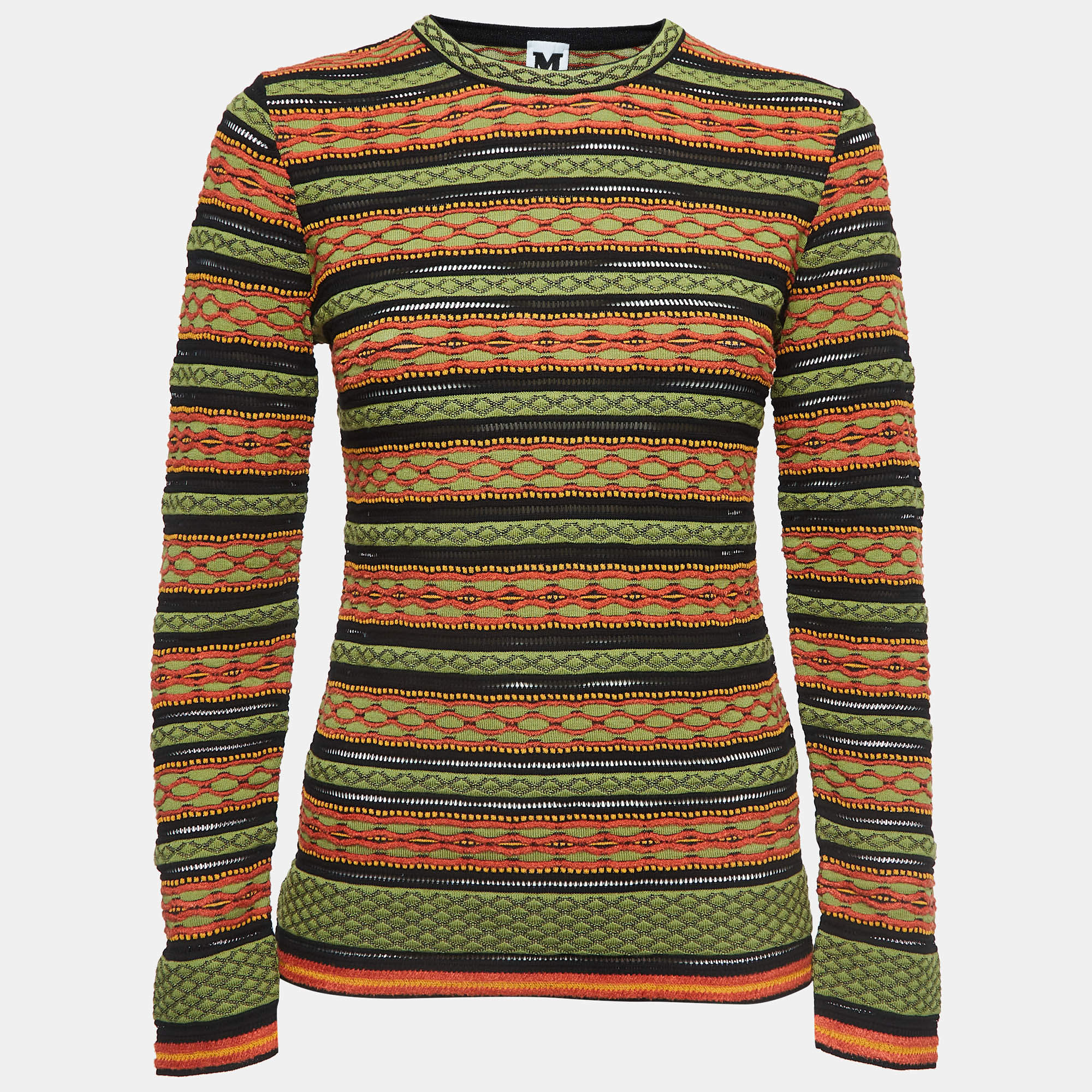 Pre Owned M Missoni Multicolor Patterned Knit Top M