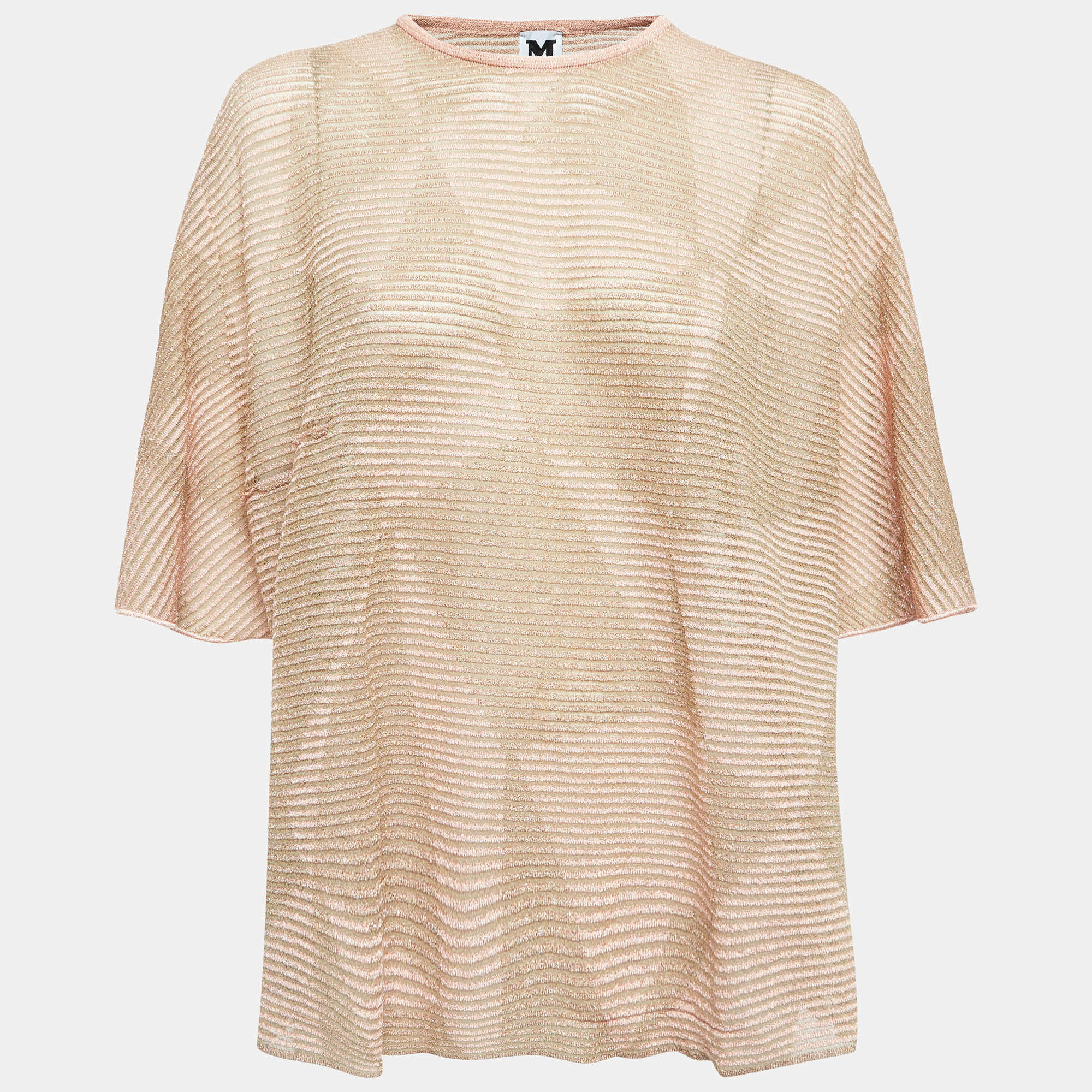 Pre Owned M Missoni Metallic Pink Lurex Knit Top XL