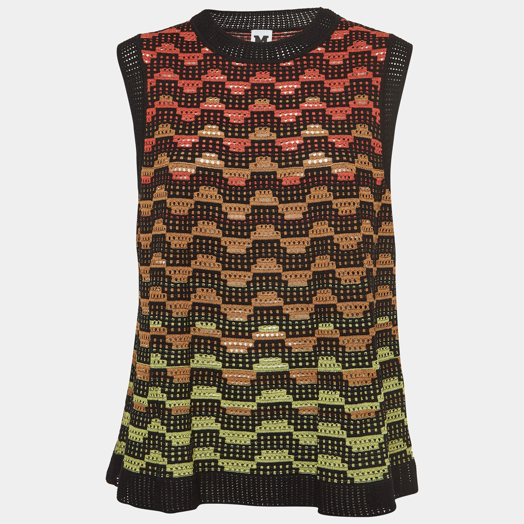 Pre Owned M Missoni Multicolored Patterned Knit Tank Top L